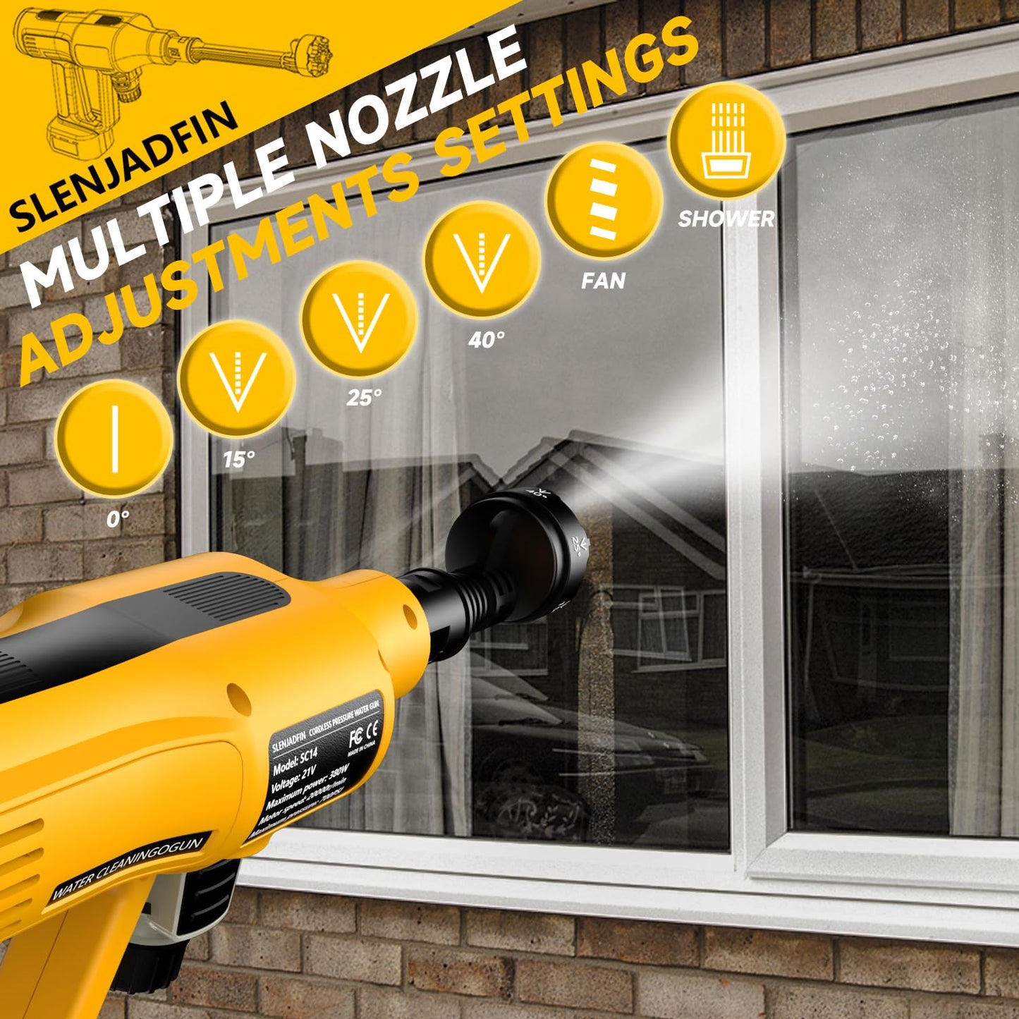 Cordless Pressure Washer for Dewalt 20V Battery 700 PSI Portable Handheld Power Washer with 6-in-1 Nozzle Foam Cannon for Car Floor Fence Wall Cleaning (Battery Not Included)