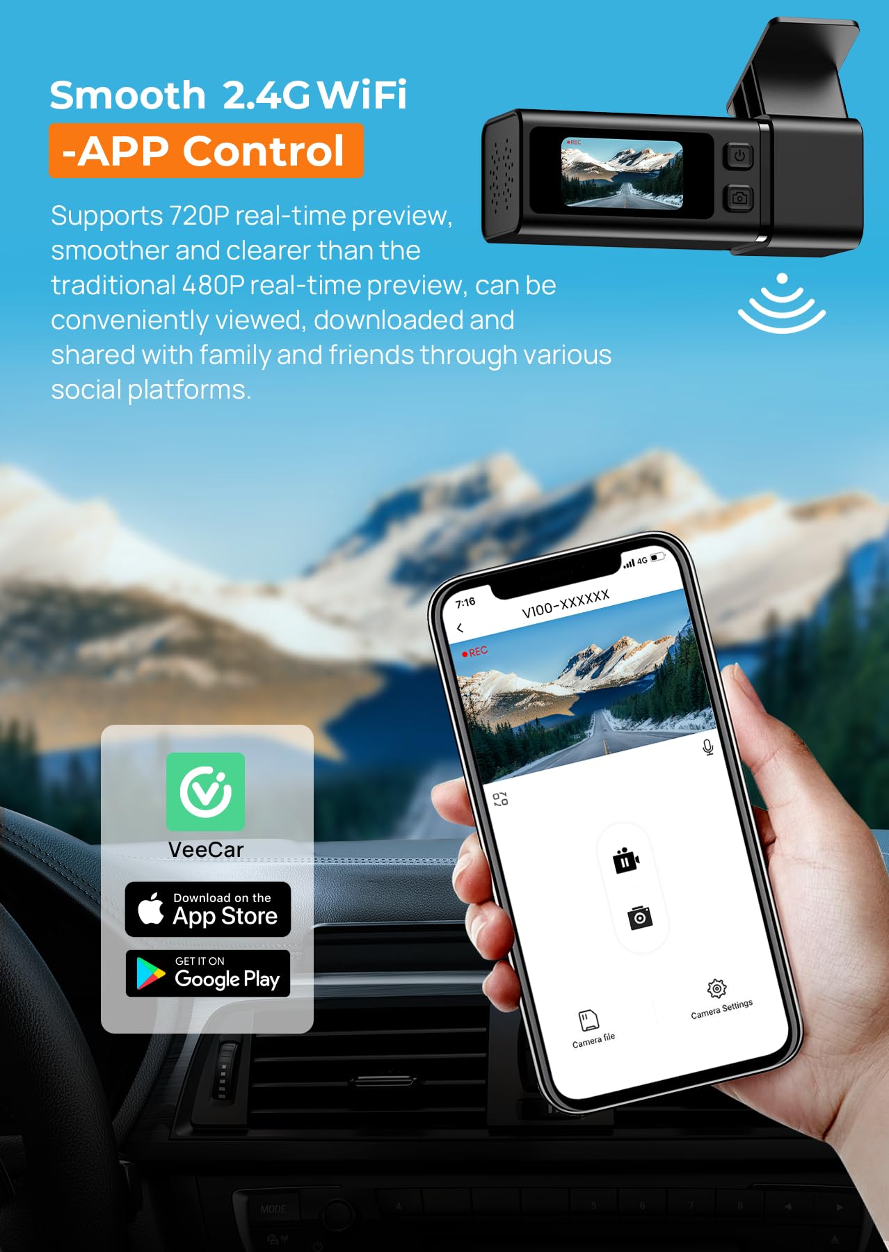 Dash Cam Front 1440P Dashcam with 32G SD Card, Dash Camera for Cars, Mini Dashcams with App,WiFi, Night Vision, G-Sensor, Loop Recording, 24H Parking Mode, Support 256GB Max