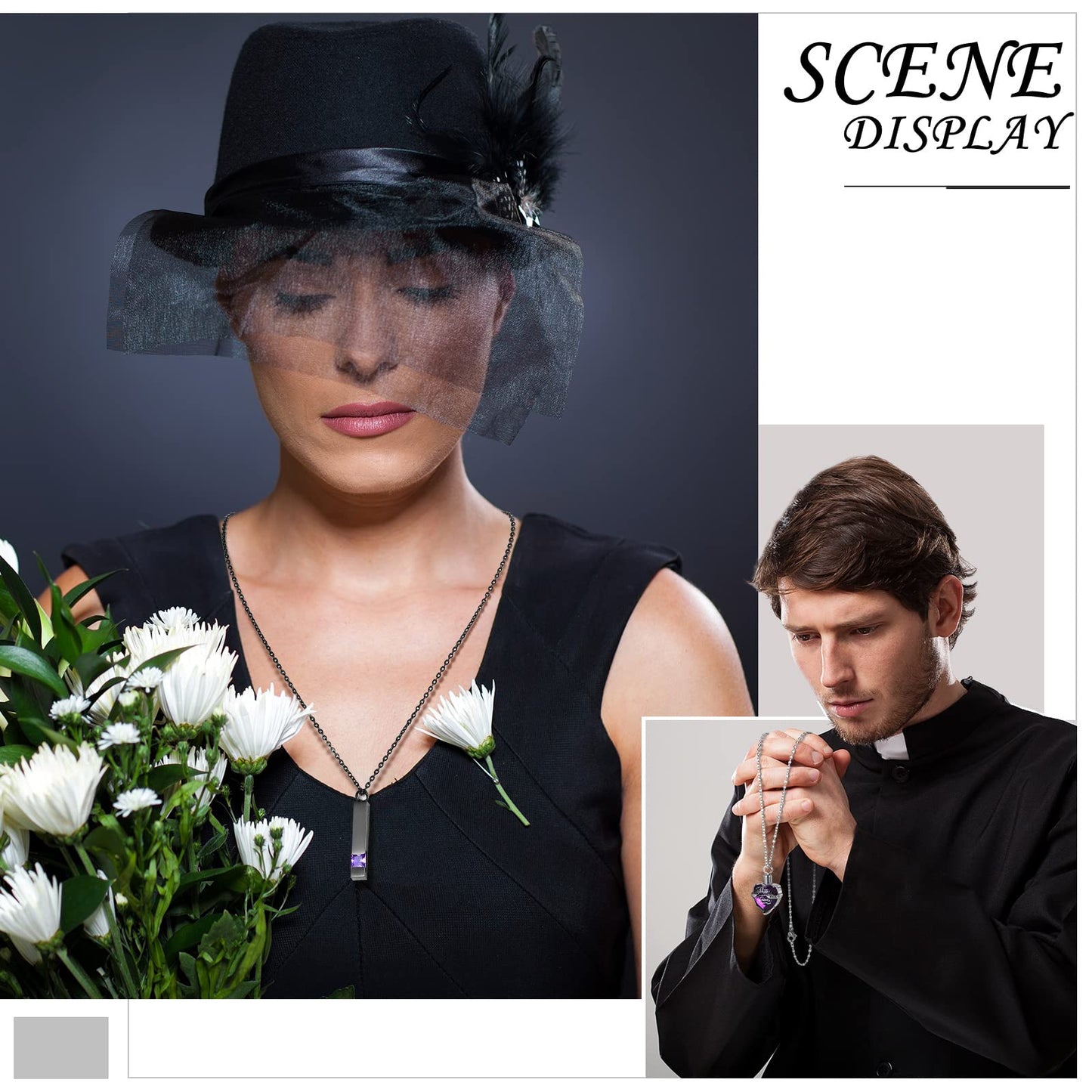 Fumete 6 Pcs Ashes Necklace Urn Jewelry for Human Ashes Memorial - Men & Women Pendant(Purple)
