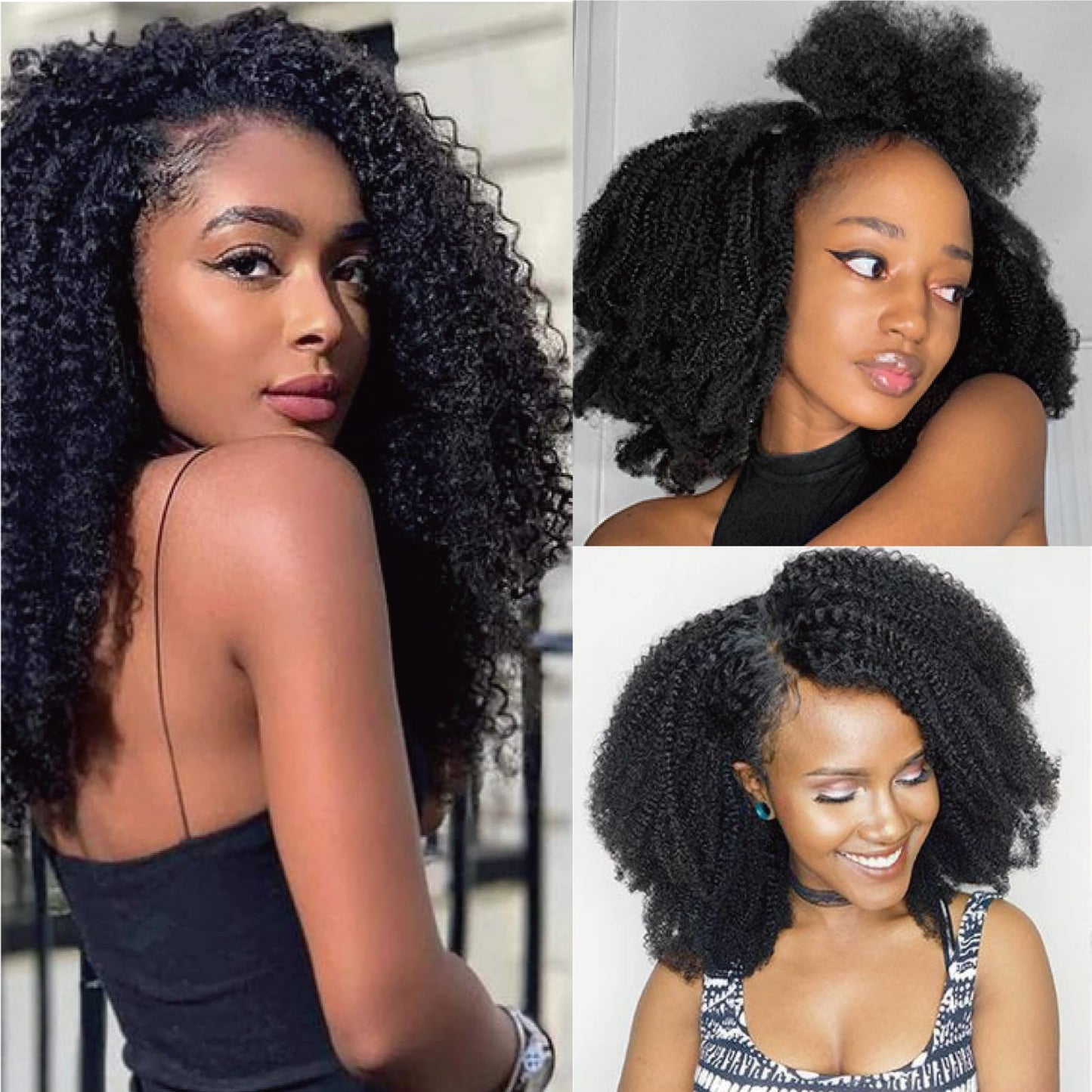 Yacurcur Afro Kinky Curly Clip ins 4C Clip ins Human Hair 8pcs 120g/set 10A Brazilian Virgin Hair Curly Clip in Hair Extensions Natural Black 12 Inch