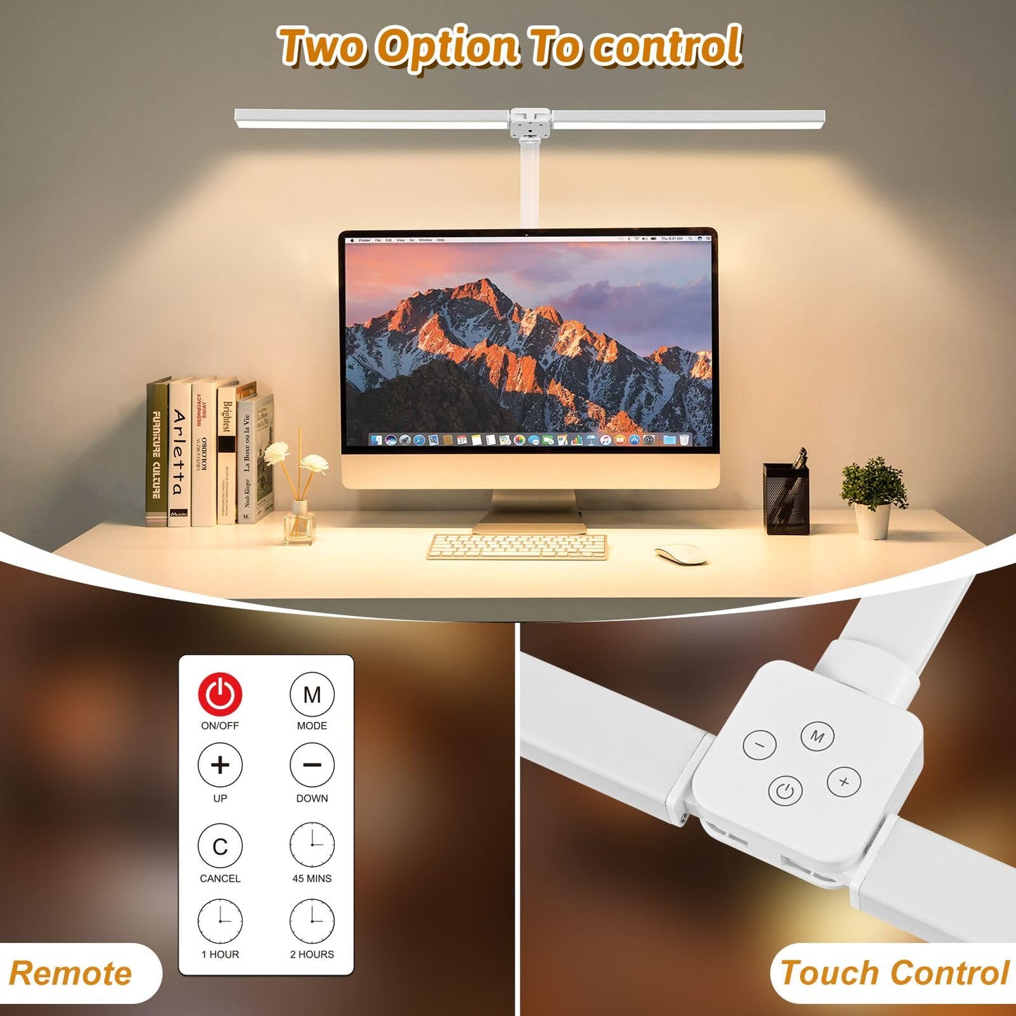 Double Head LED Desk Lamp with Remote Control - Eye Caring Desk Light for Home Dorm Office 24W Brightest Office Lamp for Workbench Architect Reading with Anti-Glare Cover, Timer