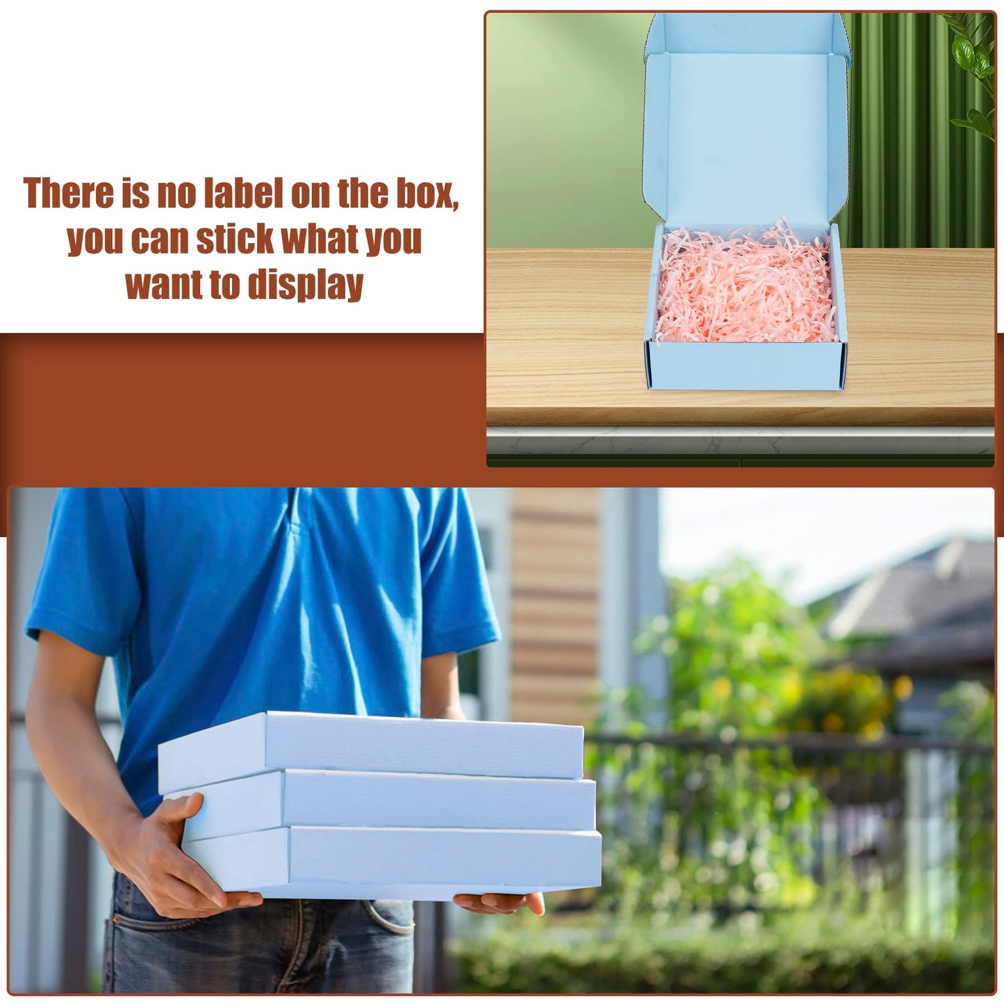 BJADE'S Shipping Boxes 8x5.5x3 Inches,25 Pack Medium Corrugated Cardboard Mailer Box for Mailing,Presents Packing,Moving and Storage(Blue)