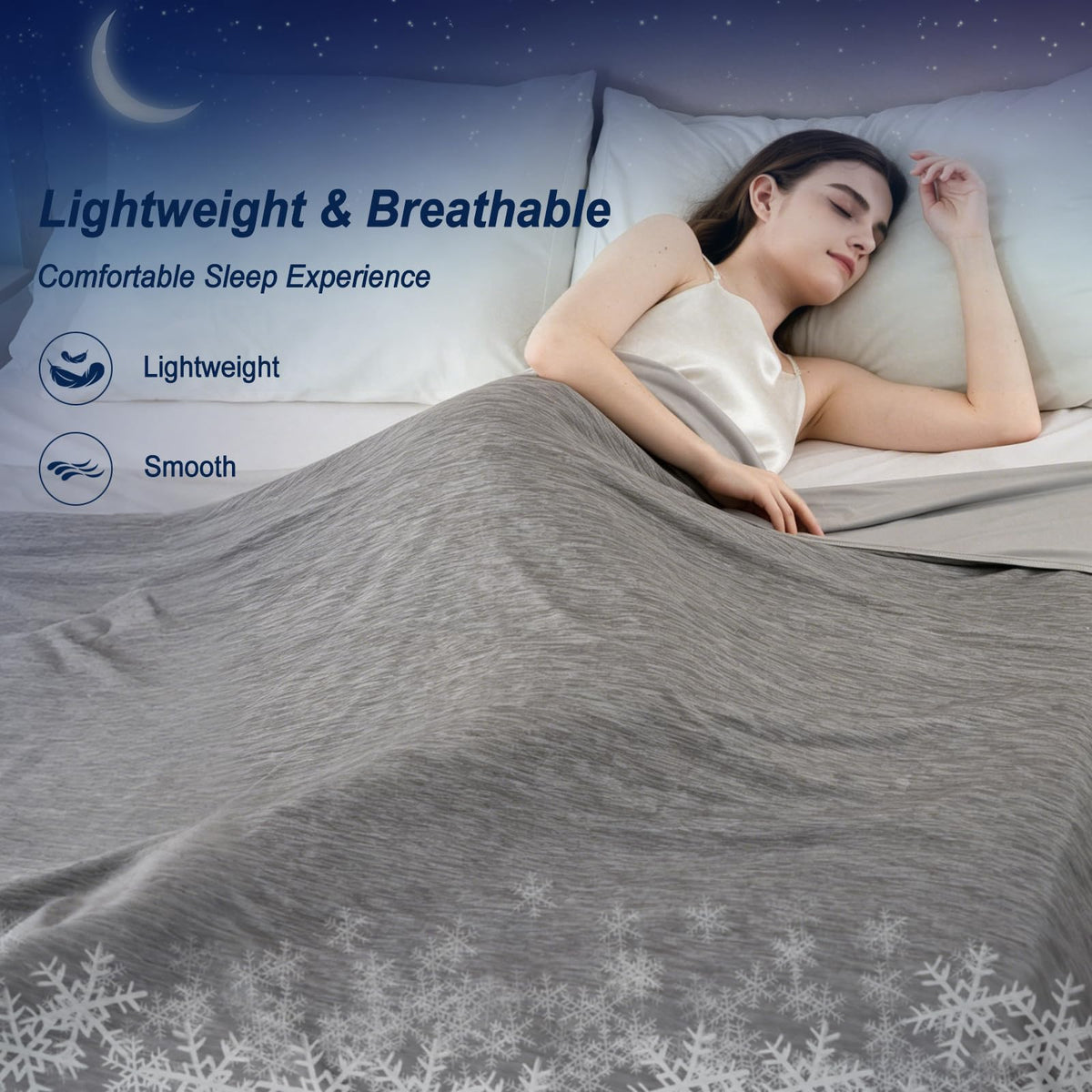 Cooling Blanket Queen Size, Lightweight & Breathable Summer Blanket for Hot Sleepers & Night Sweats, Double-Sided Cool-to-Touch Design, Smooth Cooling Blanket for Bed, 79" x 86"