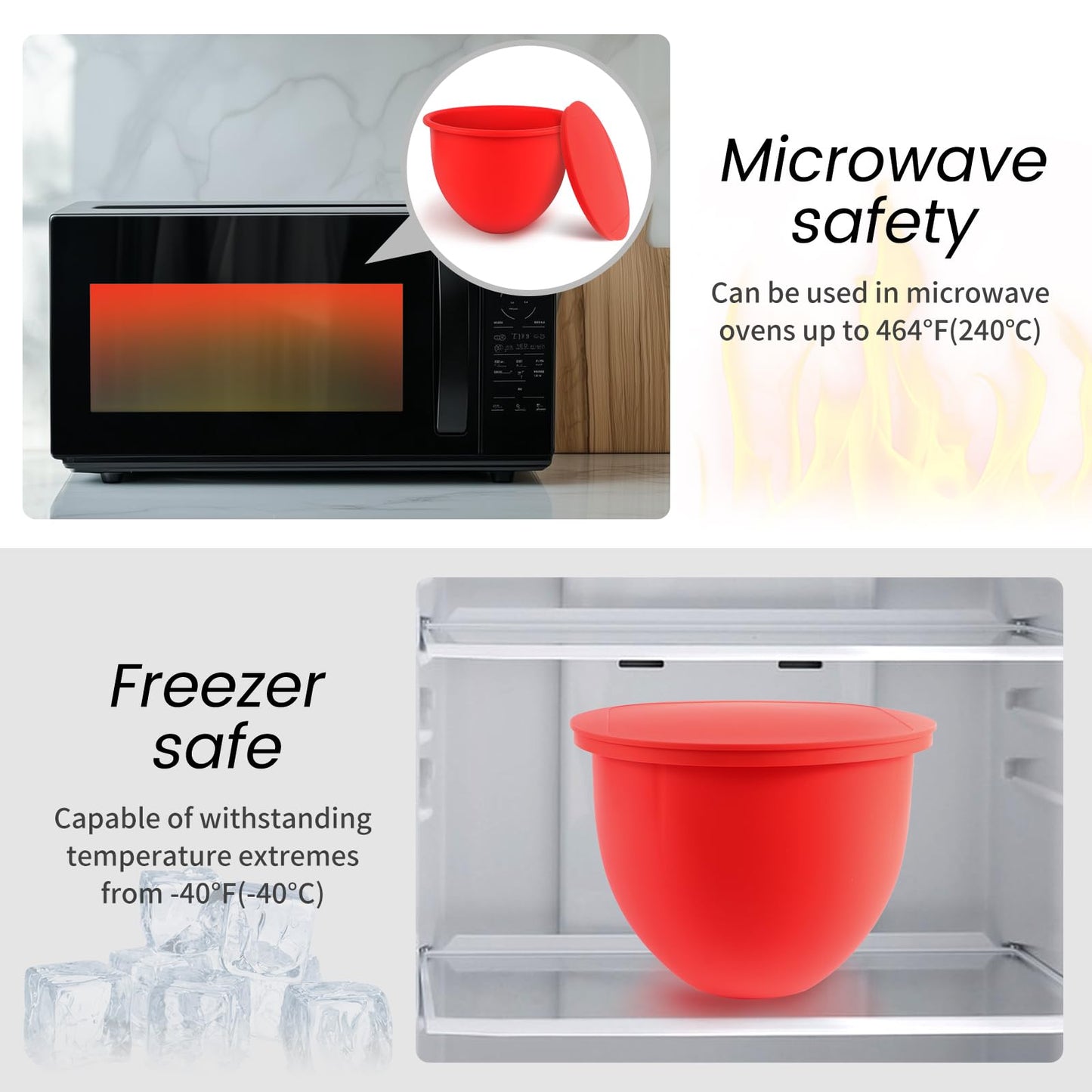 Silicone Mixing Bowl Liners Attachments Compatible with 5 Quart KitchenAid Mixers, Includes 3 Liners and Lids,Dishwasher Safe