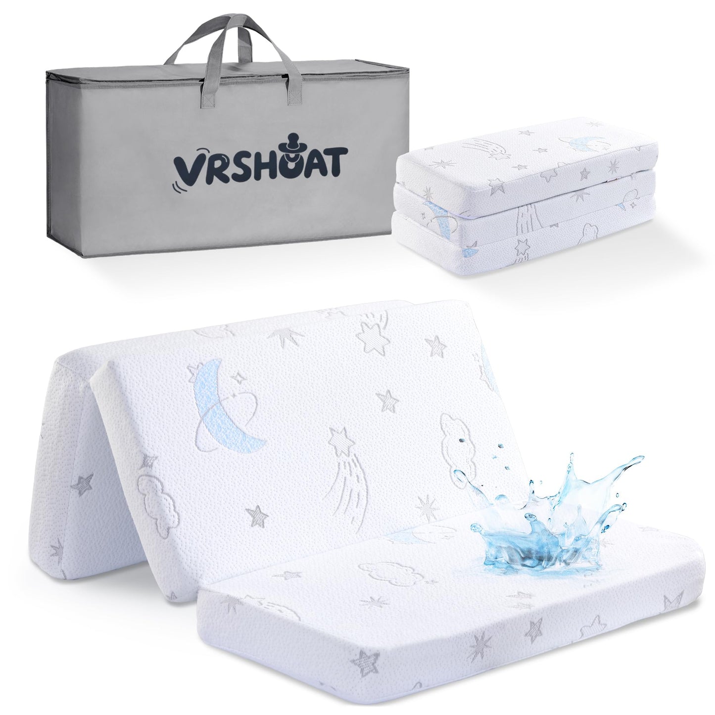 Trifold Pack and Play Mattress 38"x26"x1.5", Pack N Play Mattresses for Baby Toddler with Waterproof Washable Breathable Cover, Portable Mini Crib Mattress for Playpen