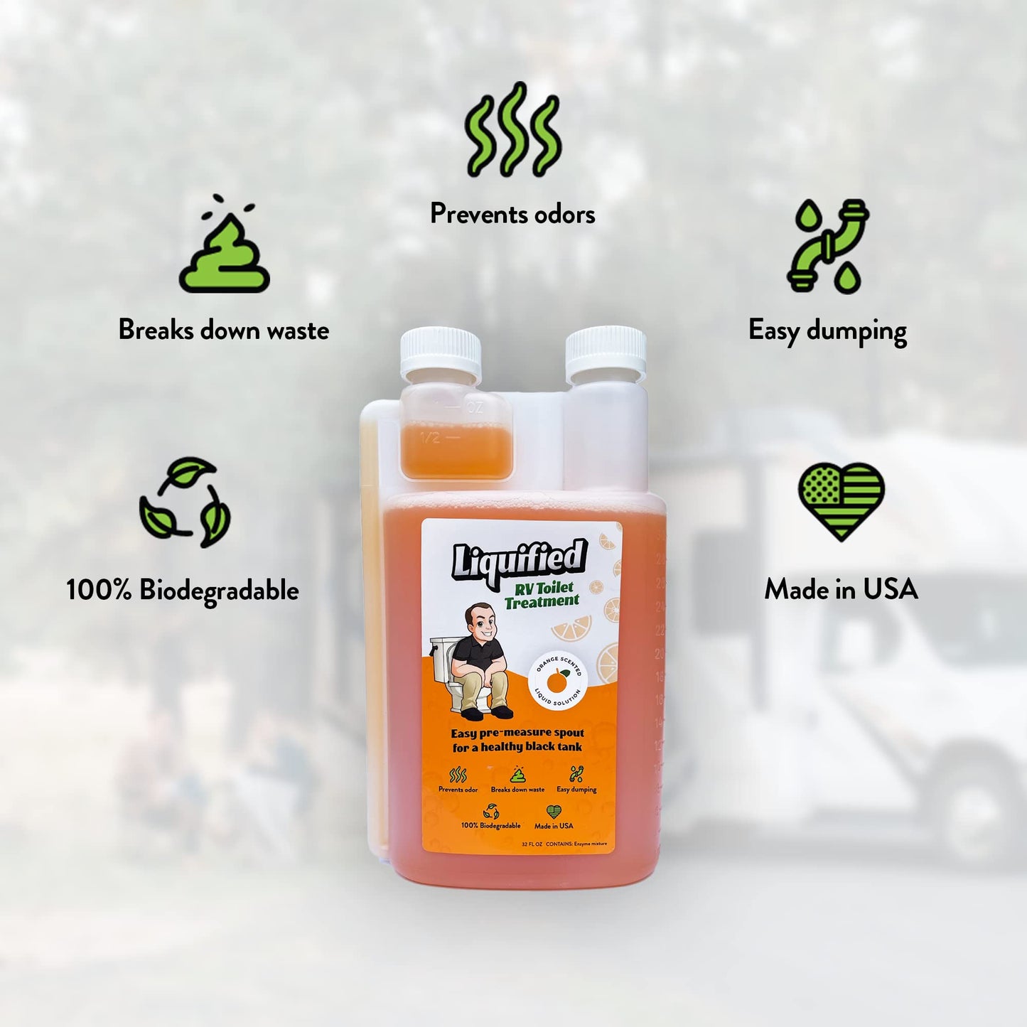 Liquified RV Toilet Treatment - Black Holding Tank Digester - Odor Eliminator - Orange Scent - Matts RV Reviews (Orange, 946ml)