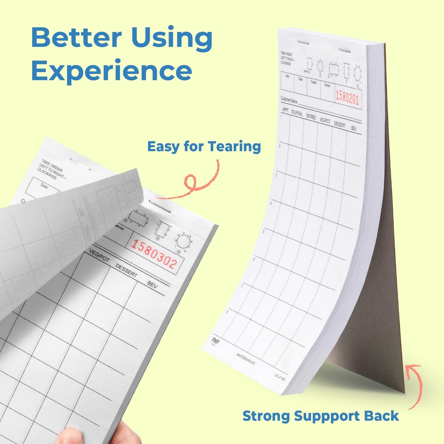 FMP Brands Server Note Pads Paper, Guest Check Books, Total 2000 Sheets, 20 Pads, 100 Sheets/Pad, Guest Check Pads, Order Pads for Servers, Waitress Notepads for Restaurant, Bar, Cafe, Diners