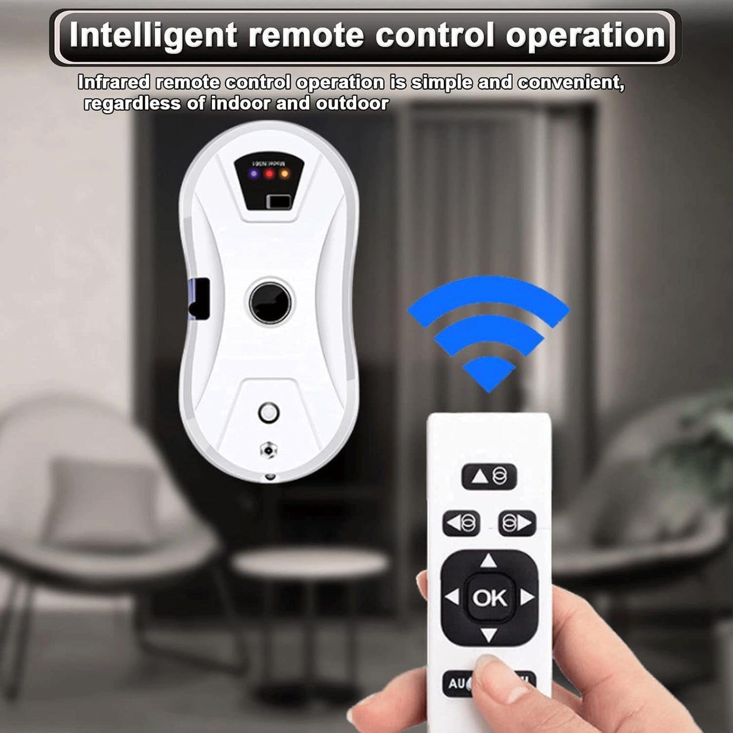 BOYVEN Window Cleaner Robot with Automatic Water Spray, Smart Glass Cleaning Robotic for Indoor and Outdoor Glass Tile Window Smart Cleaner Kit with Remote Control