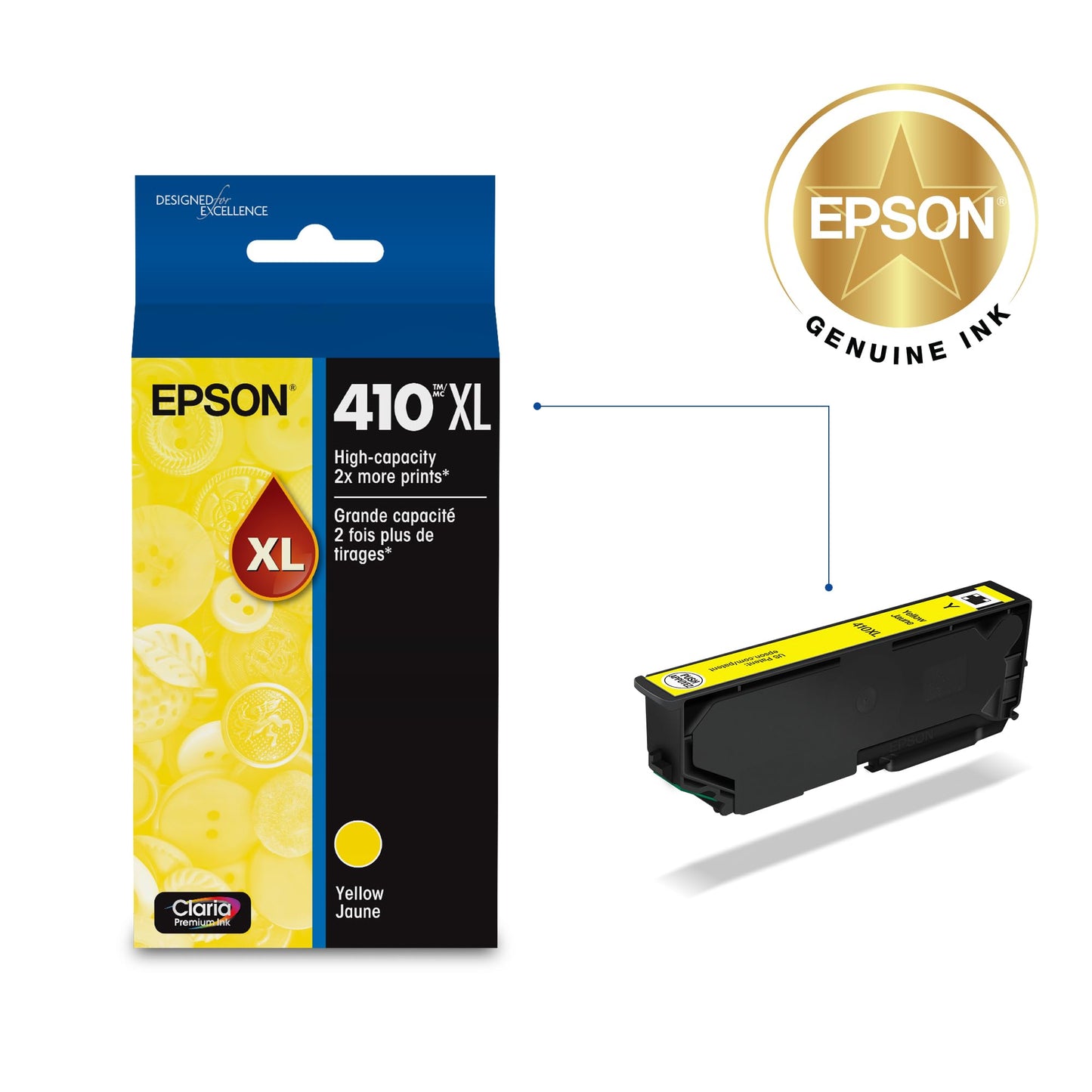 EPSON 410 Claria Premium Ink High Capacity Cyan Cartridge (T410XL220-S) Works with Expression XP-530, 630, 640, 7100, 830