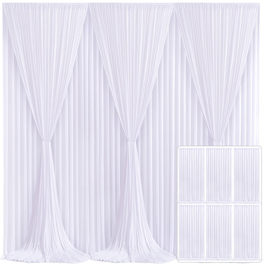 6 Panels White Backdrop Curtain for Parties Wedding Wrinkle Free White Photo Curtains Backdrop Drapes Fabric Decoration for Baby Shower 30ft(W) x 10ft(H)