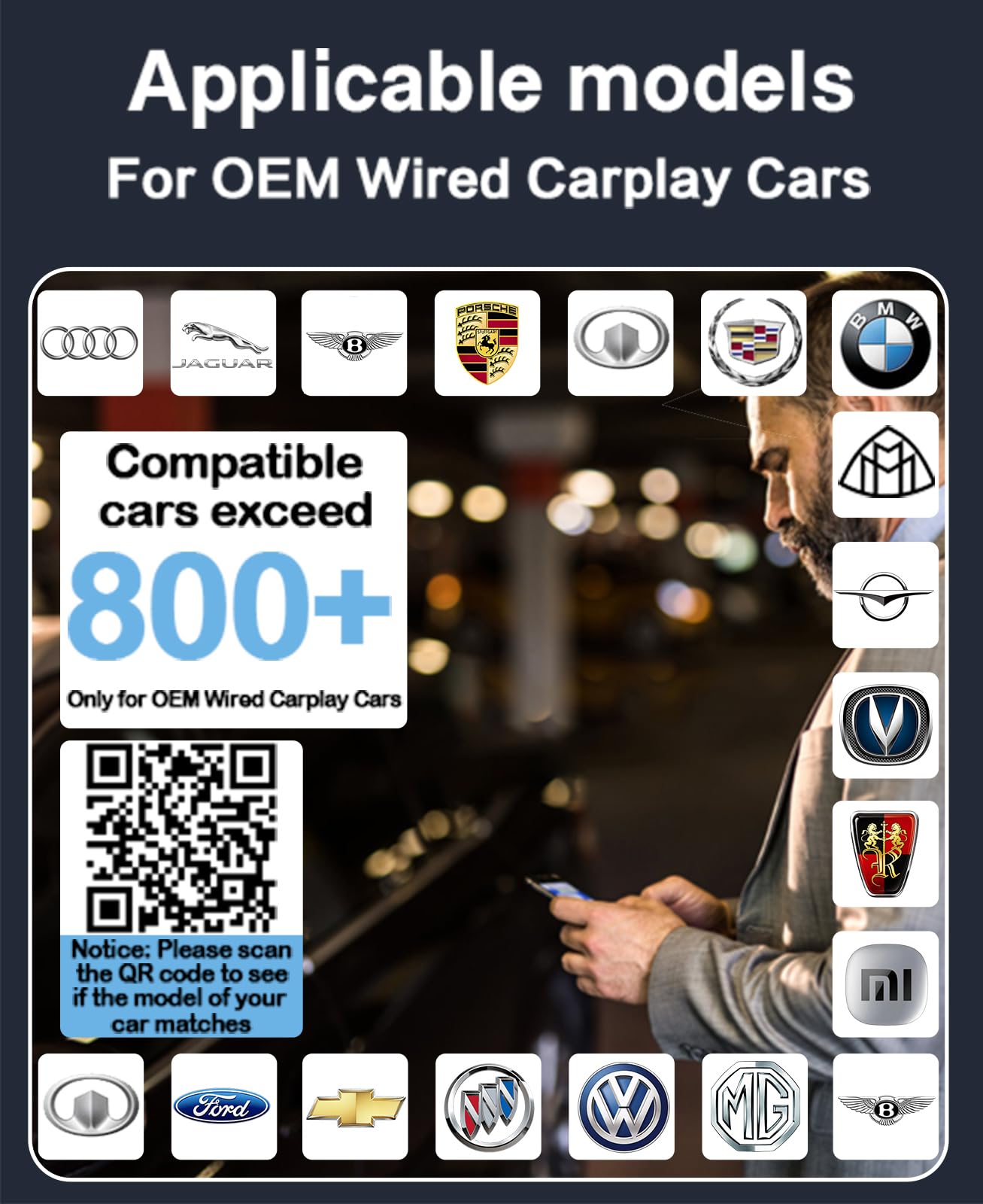 Android Auto Wireless Adapter for Factory Wired Android Auto, Easy Setup Plug & Play 2025 Upgrade Control Dongle Fit for Androi 11+ & Cars from 2017 (Black)