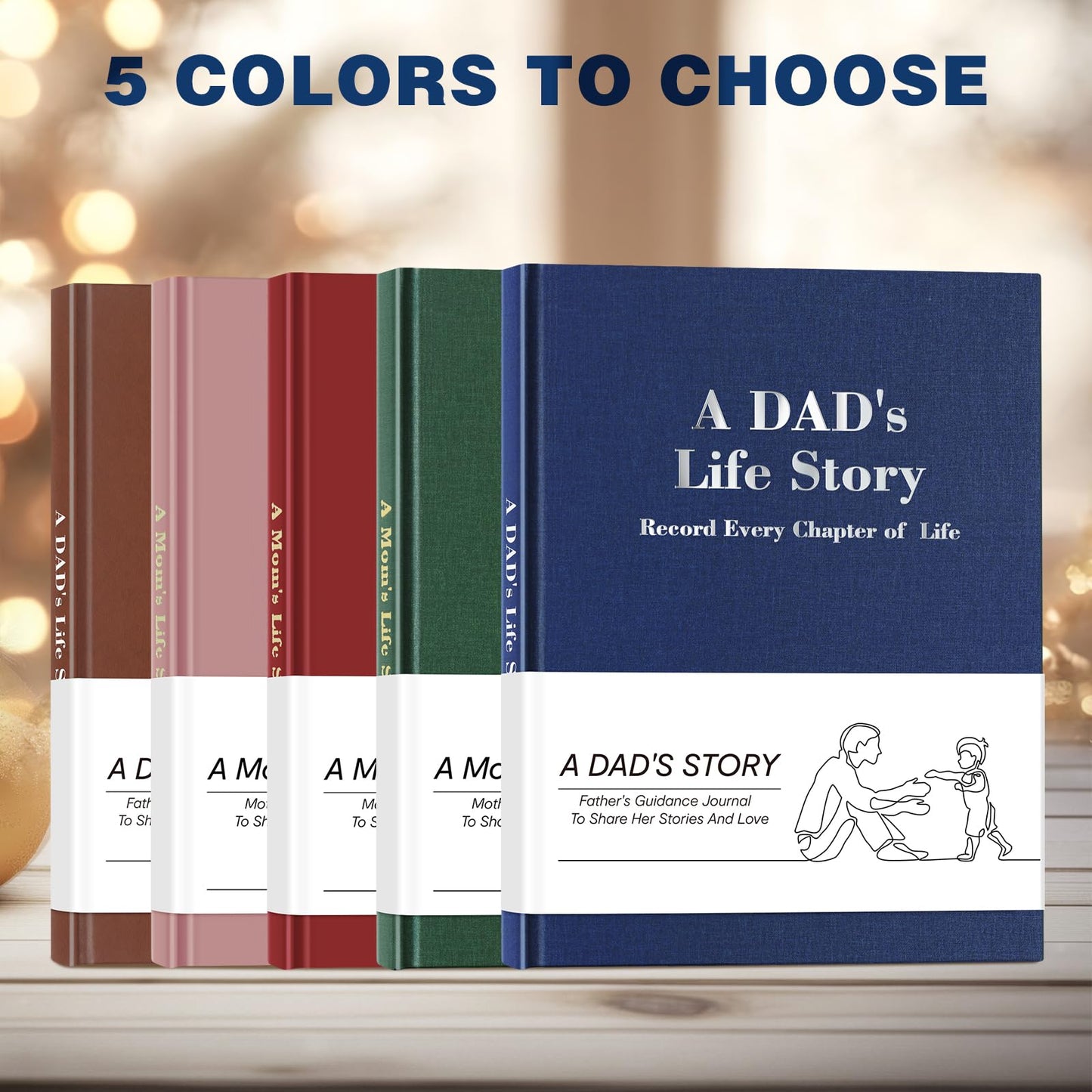 Mom's & Dad's Life Story Journals,Leather Hardcover Journals,300+ Guided Questions,Family Keepsake Book,Share Memories,Gift for Parents on Mother’s Day, Father’s Day, Christmas & Birthdays(Green+Blue)