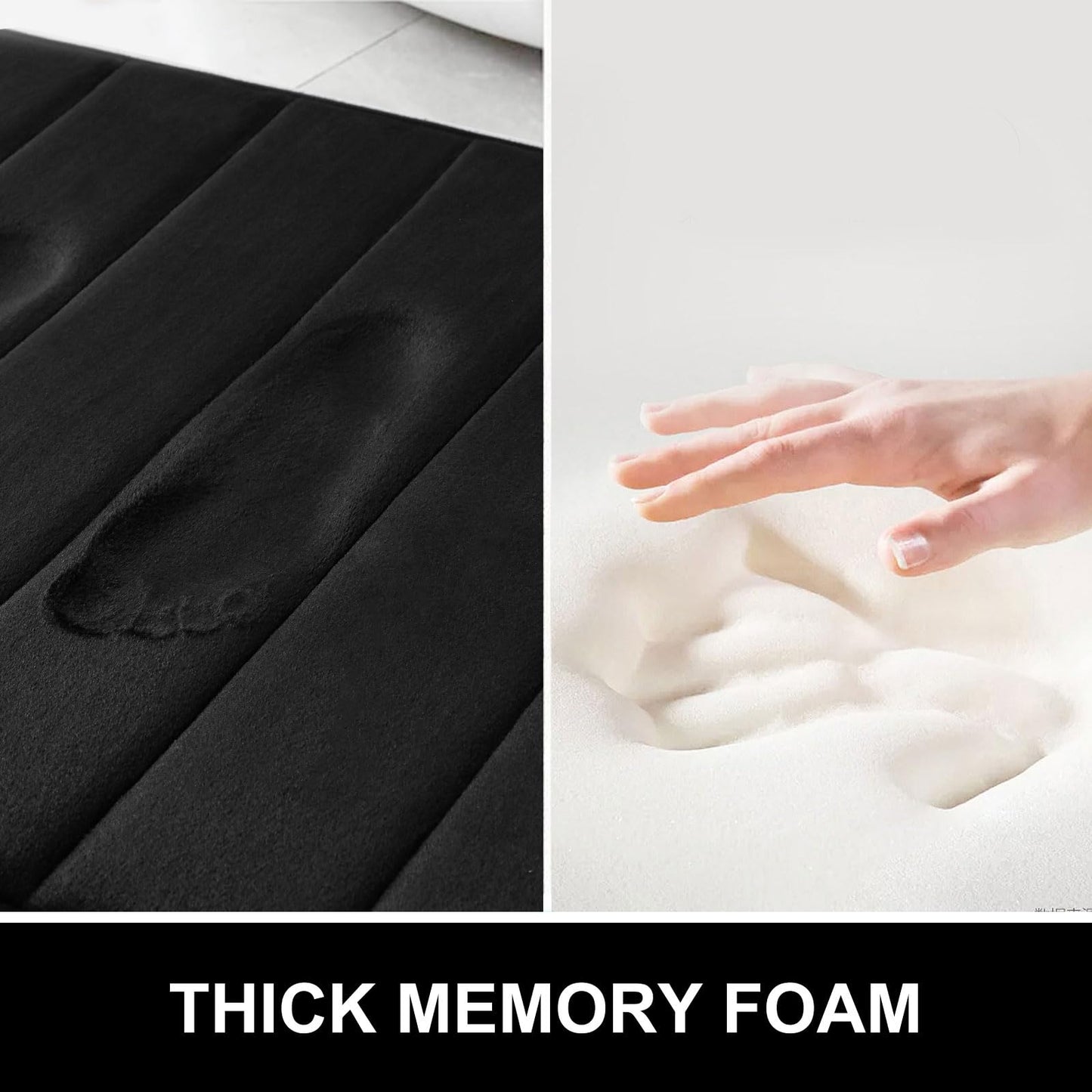 OLANLY Soft Memory Foam Bath Mat, Non-Slip and Super Absorbent Bathroom Mat, Machine Washable Quick Dry Bath Mats for Bathroom, Shower, and Tub, 24" x 36", Black