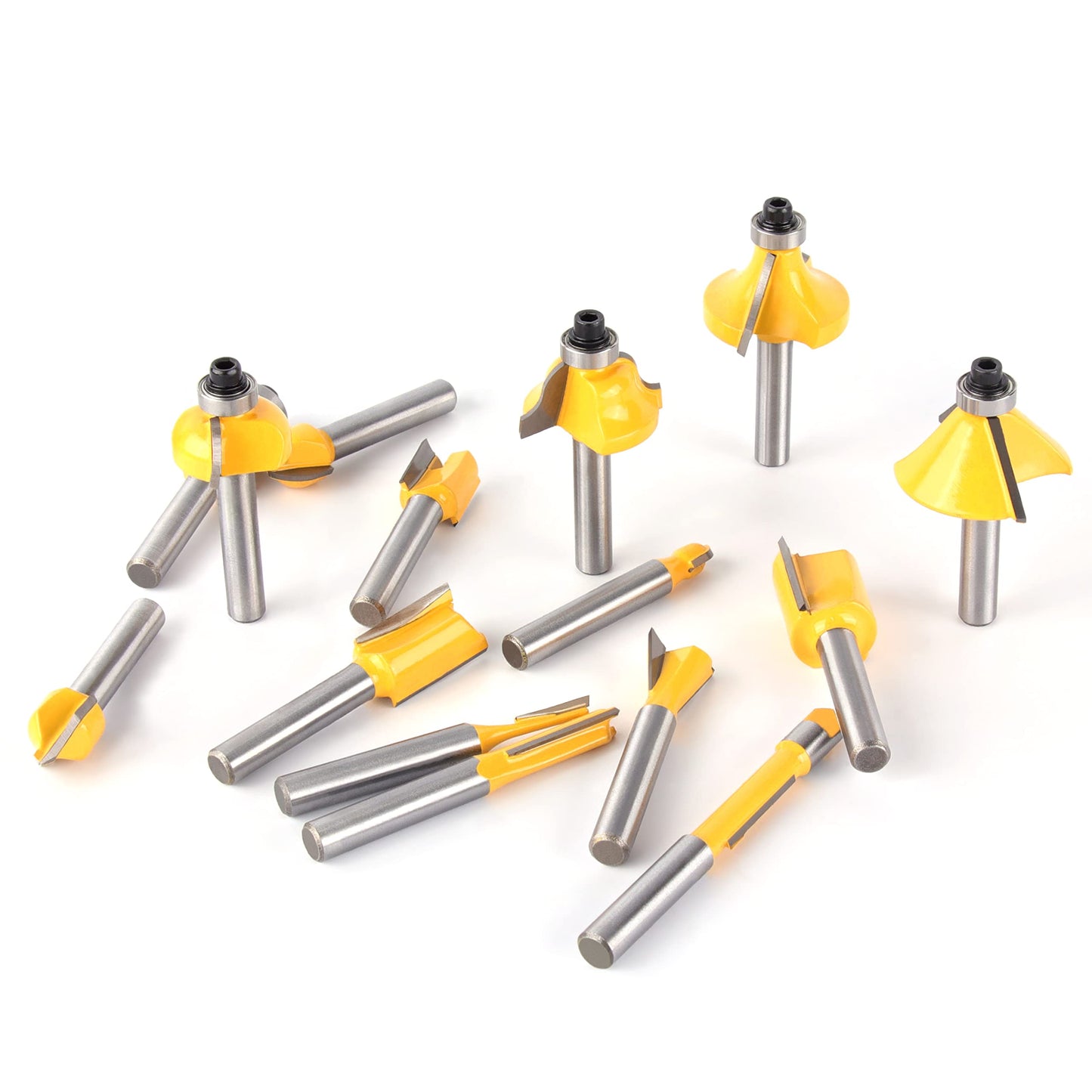 Flytuo 15 Pieces Router Bits Set 1/4 Inch Shank, Tungsten Carbide Router Bits, Woodworking Milling Cutter Tool Kit for Home Improvement and DIY