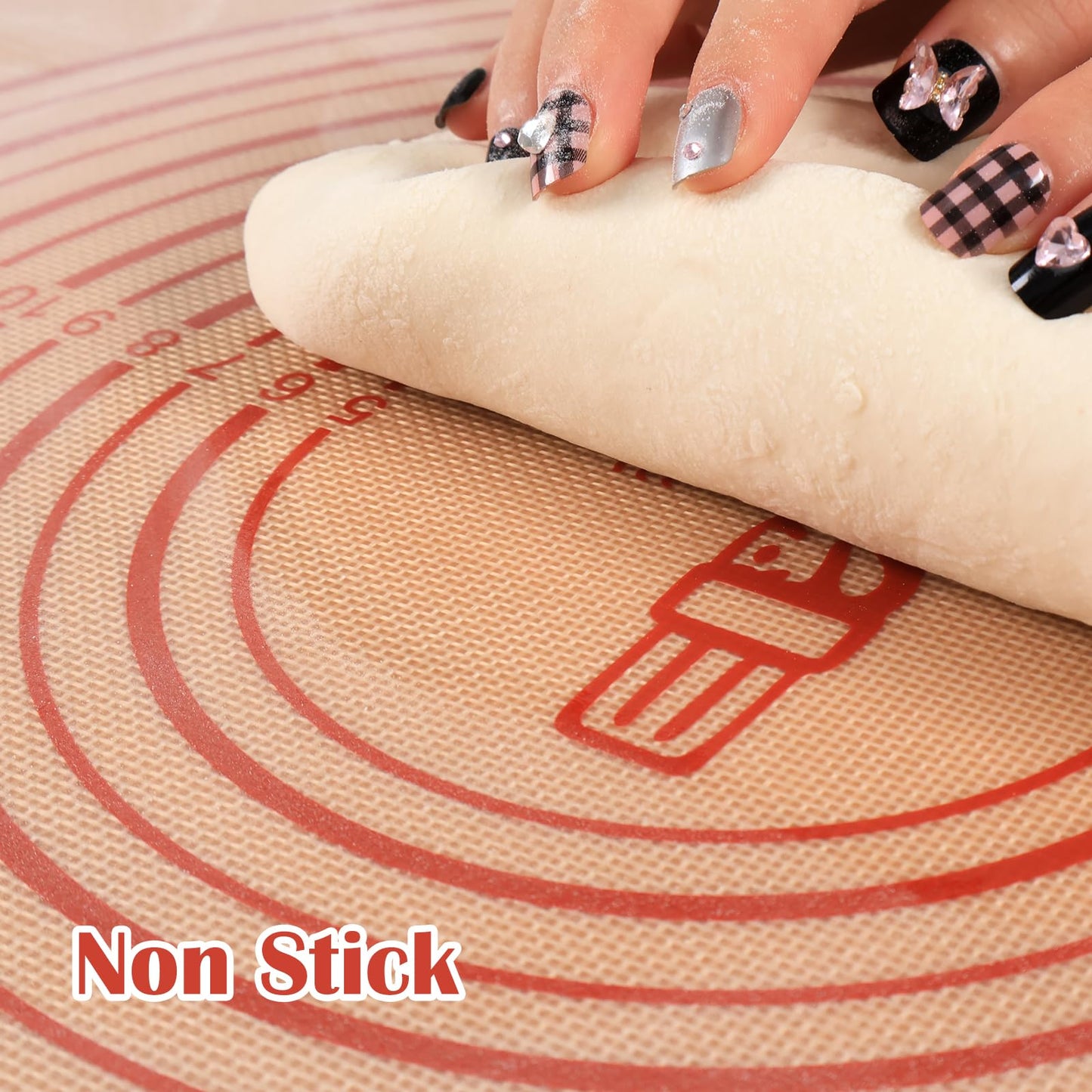 Non-Slip Silicone Pastry Mat Extra Large with Measurements 36''By 24'' for Silicone Baking Mat, Counter Mat, Dough Rolling Mat,Oven Liner,Fondant/Pie Crust Mat(Red, 24×36)