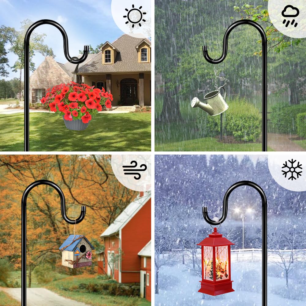 72" Shepherds Hooks for Outdoor, Heavy Duty Bird Feeder Pole with 7 Base Prongs, Adjustable Garden Hanging Holder for Bird Feeders, Solar Light Lanterns, Garden Plant Hanger Stands,2 Pack