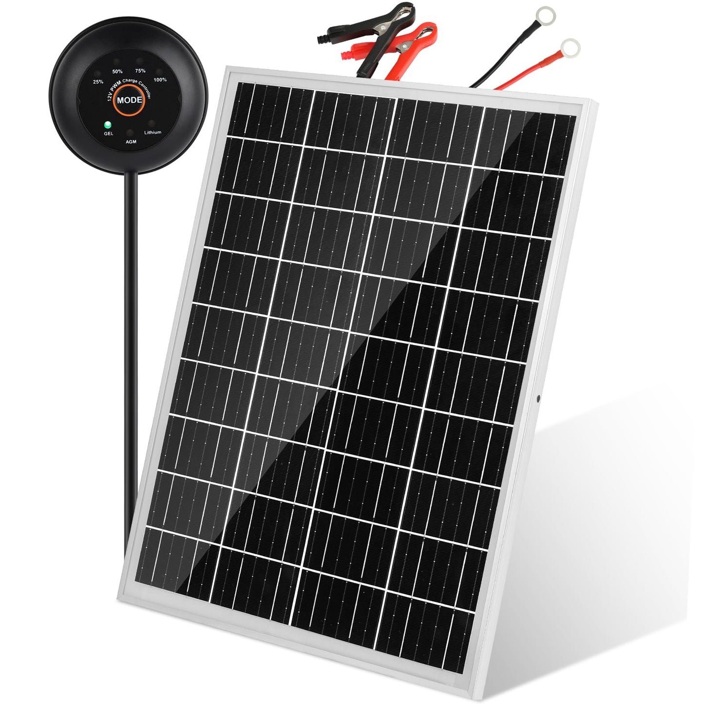 TBER Solar Panel Kit 25W 12V Solar Battery Trickle Charger Maintainer PRO with Built-in Ultra Smart PWM Charging Controller, 12 Volt Waterproof Solar Panels for Car RV Boat Camper Motorcycle Trailer