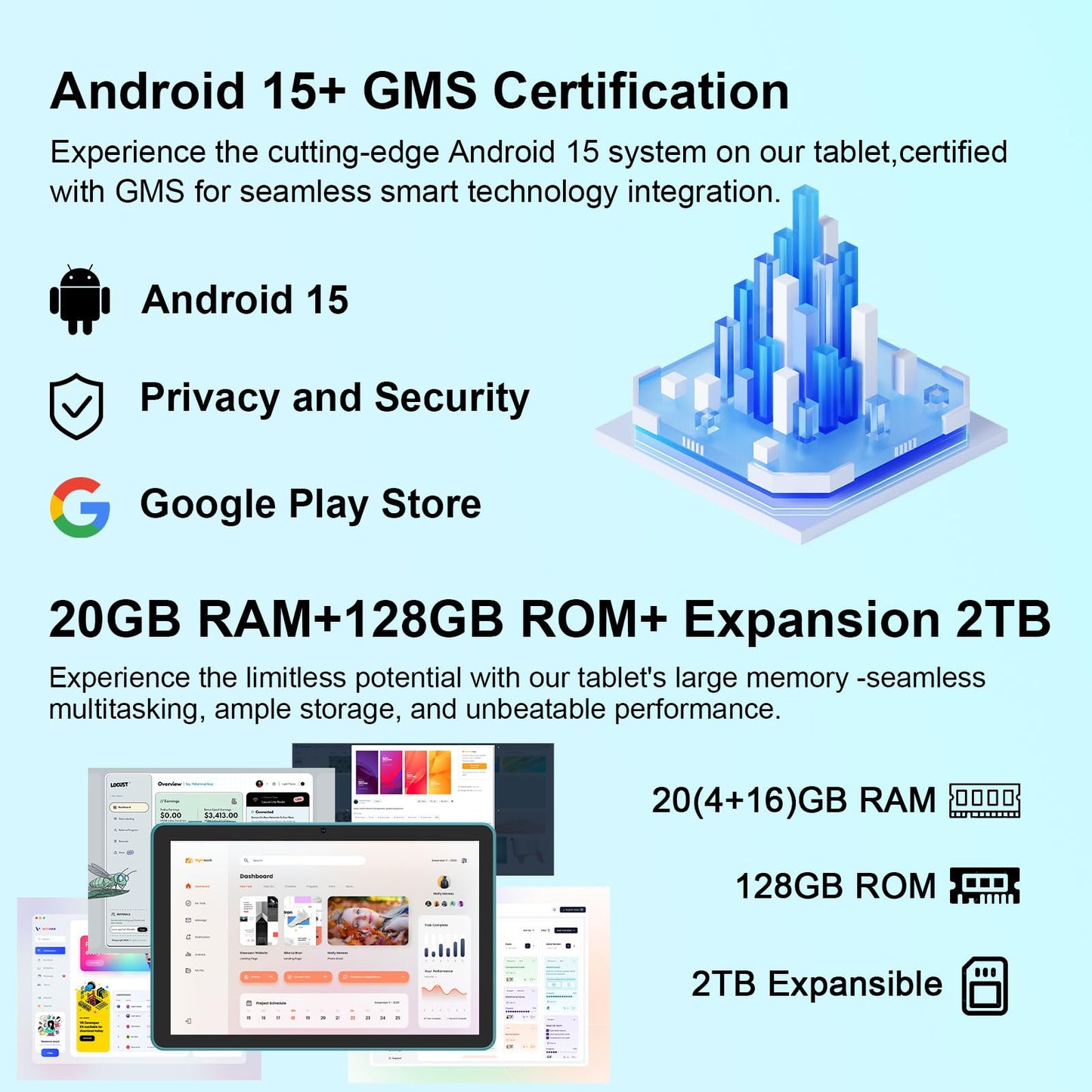 Android 15 Tablet, 10 Inch 18GB RAM+128GB ROM/2TB Expandable Tablets PC, 2 in 1 Tablets with Keyboard, Mouse, Case, Stylus, Quad-core 2.0GHz CPU 1280*800 HD Screen, 5G WiFi6 BT 5.0, 8MP Camera Tableta