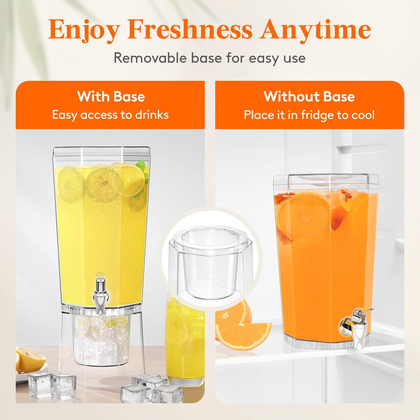Lifewit 4L Drinks Dispenser with Tap and Stand, Pack of 2 Plastic Water Dispenser with Removable Stand for Lemonade, Juice, Water, Drinks, Drinking Column Drink Dispenser with Tap for Parties
