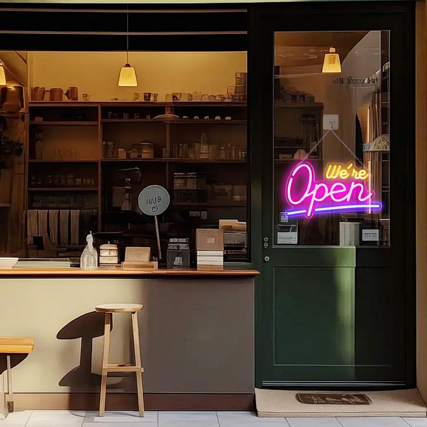 Liomus Neon Open Signs for Business, We Are OPEN Bright Neon Light Up Sign for Window Party Store Shop Bars With Business Hours Sign,16.5”x11.8” with ON/OFF Switch