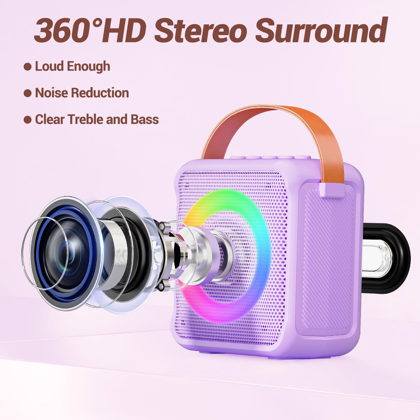 Ankuka Karaoke Player,Karaoke Microphone Machine for Kids, Portable Speaker with 2 Wireless Microphone Karaoke Player for All Smartphones,Family,Home Party,Birthday Gifts(Purple)