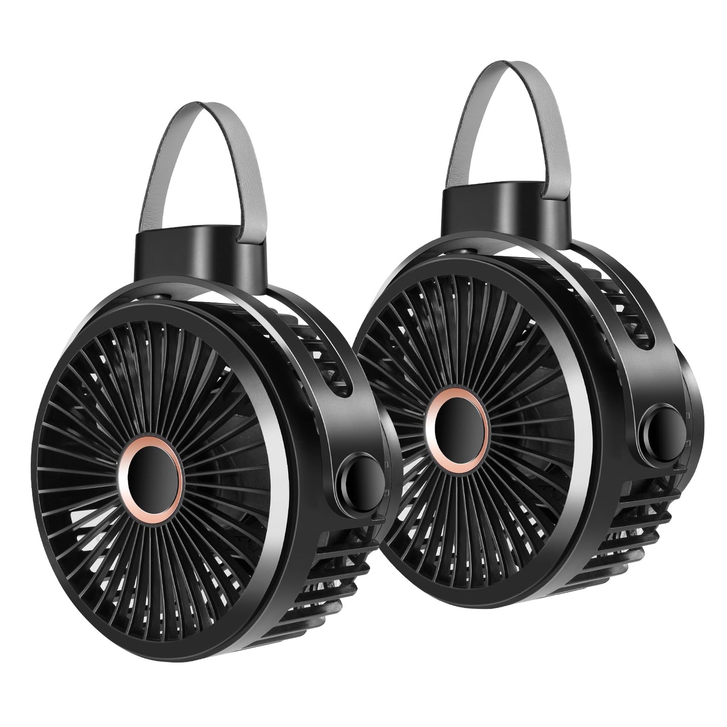 Odoland 2 Packs 10000mAh Camping Fan with Hanging Hook, Rechargeable Outdoor Small Tent Fan, Portable Quiet Battery Powered Operated USB Desk Fan for Camping, Hiking, Picnic and Travel