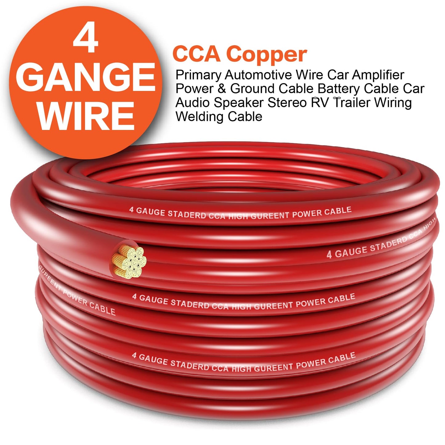 4 Gauge Wire (25ft Each - Red/Black) Copper Clad Aluminum CCA - Primary Automotive Wire,Car Amplifier Power & Ground Cable, Battery Cable,Welding Cable for Car Stereo,Solar, Auto, RV Trailer & Marine