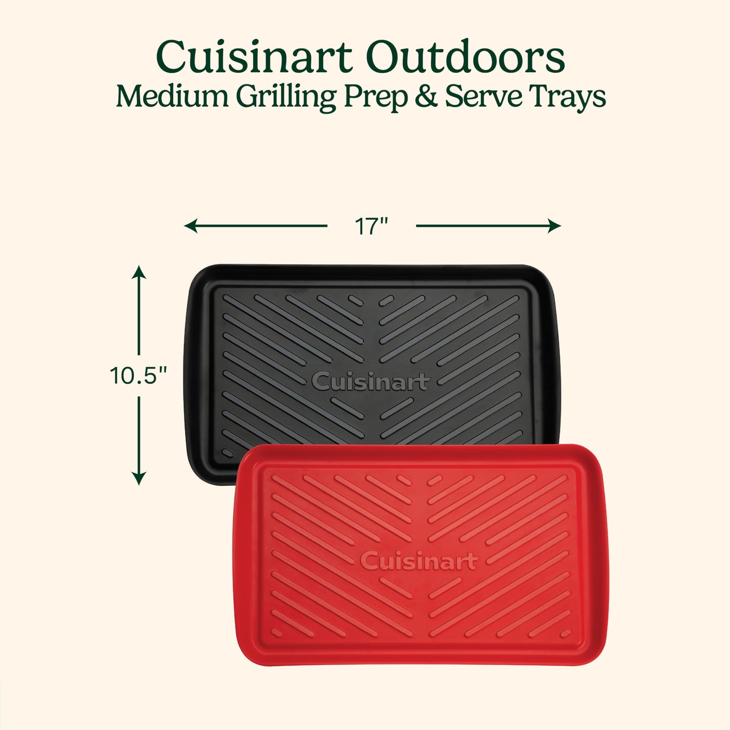 Cuisinart Grilling Prep and Serve Trays, 17"x 10.5", Dishwasher Safe, Fits 6 Burgers, Red and Black (CPK-200C)