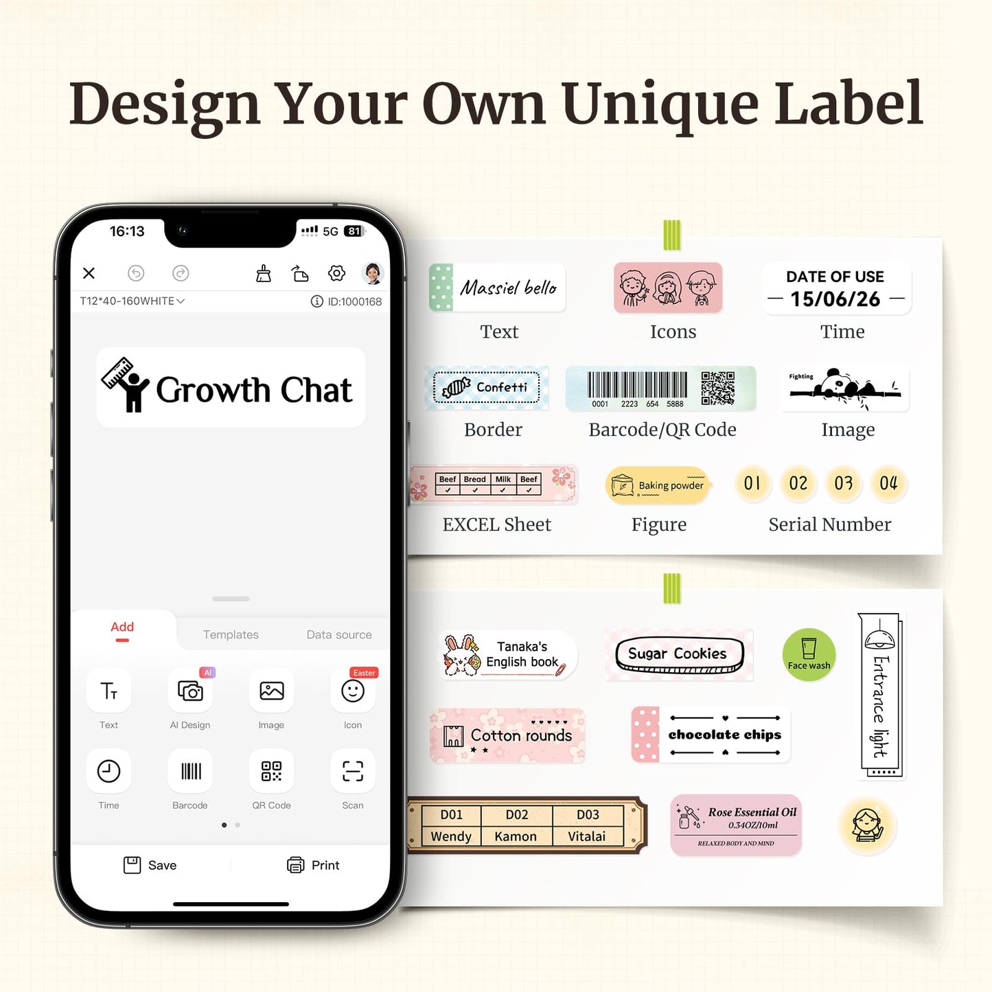NIIMBOT D11 Label Maker Machine with Tape, Upgrade HD Printing Inkless Automatic Feeding One-Touch Custom Portable Bluetooth Sticker Printer