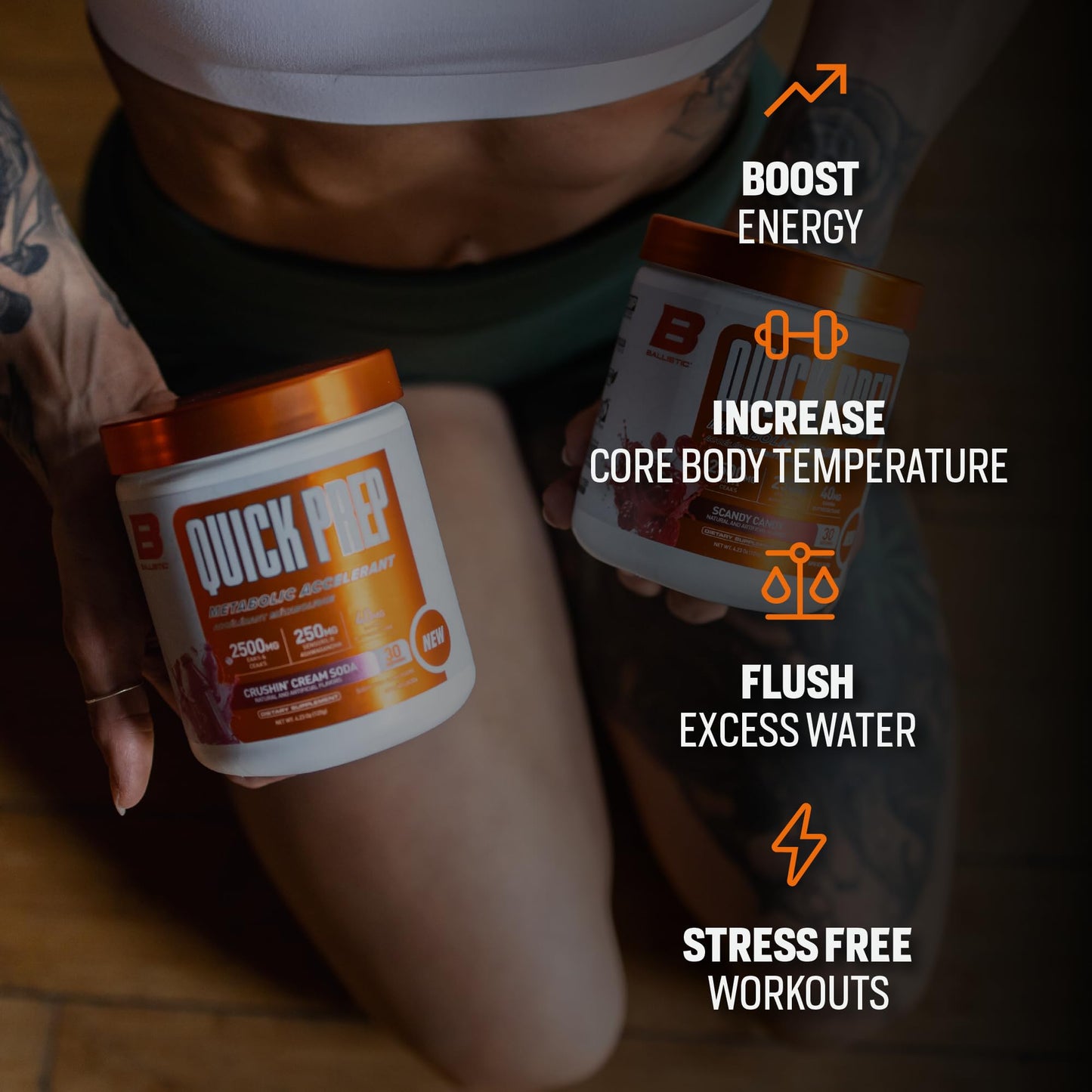 Ballistic Quick Prep Metabolic Accelerant | Thermogenic Fat Burner with Sensoril Ashwagandha & EAAs | Weight Management, Natural Diuretic, Enhances Energy & Recovery | 30 Servings (Crushin' Cream Soda)