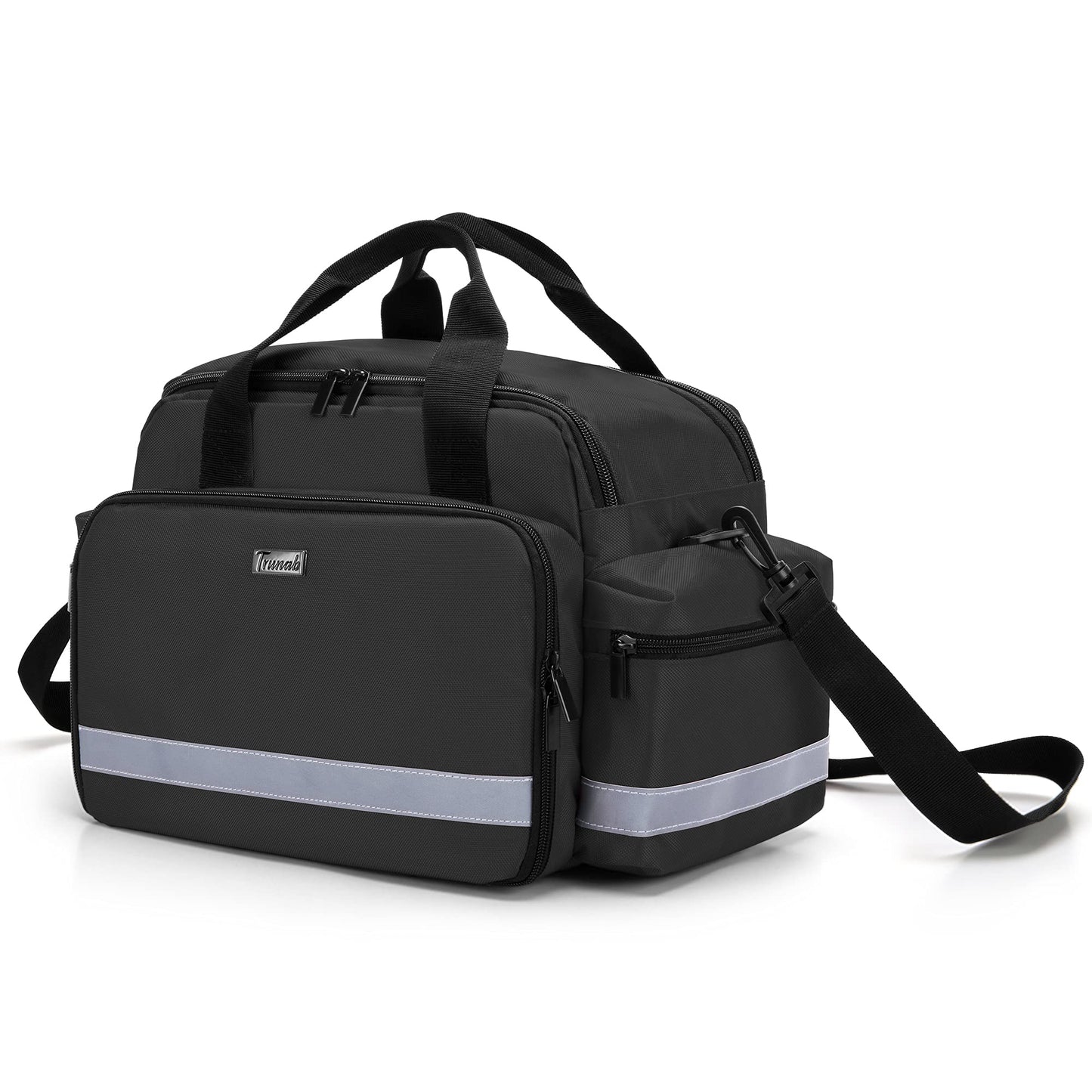 Trunab Medical Supplies Bag, Nurse Bag with Handle and Shoulder Strap for Home Health Care, Hospice Visit, Travel, or Emergency Event, Black (Patented Design)