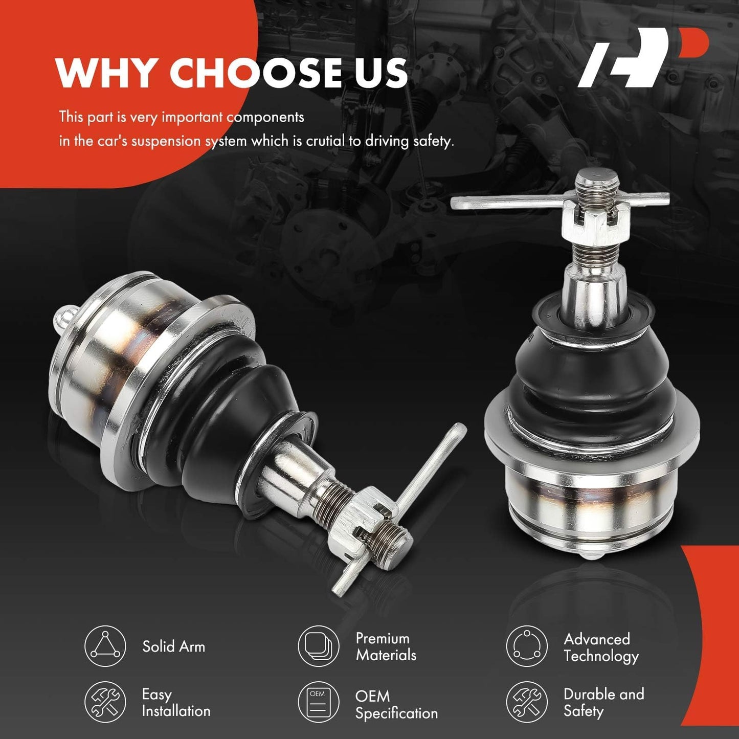 A-Premium 2 x Front Lower Ball Joint, Compatible with Jeep KL Series - Cherokee 2014 2015 2016 2017 2018