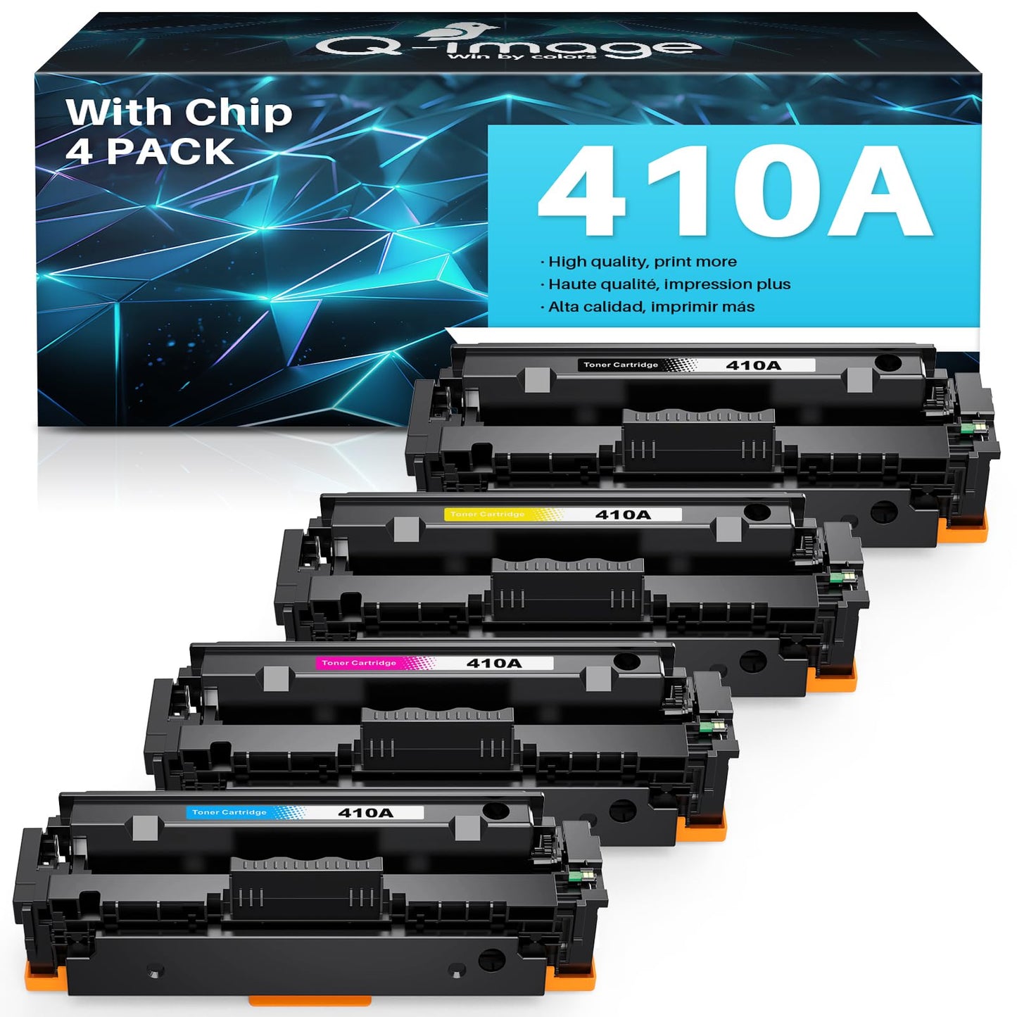 (with Chip) 410A Compatible Toner Cartridges Replacement for HP 410A 410X CF410A CF411A CF412A CF413A Work with Color LaserJet Pro MFP M477fnw M477fdw M477fdn M452nw M452dn M452dw(4 Pack)