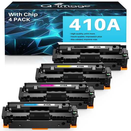 (with Chip) 410A Compatible Toner Cartridges Replacement for HP 410A 410X CF410A CF411A CF412A CF413A Work with Color LaserJet Pro MFP M477fnw M477fdw M477fdn M452nw M452dn M452dw(4 Pack)