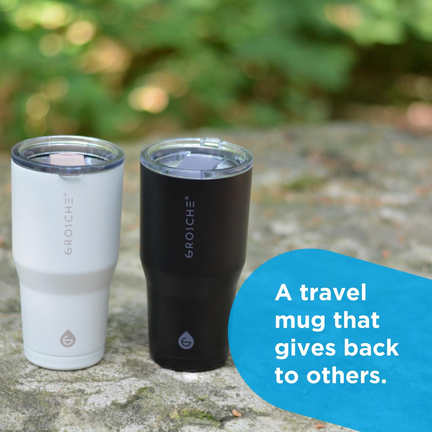 GROSCHE Yukon Insulated Coffee Mug with Lid - Durable Travel Mug, Stainless Steel Tumblers, Vacuum Insulated Coffee Tumbler for Hot or Cold Beverages, Canadian Brand! - 20 fl. oz, Black
