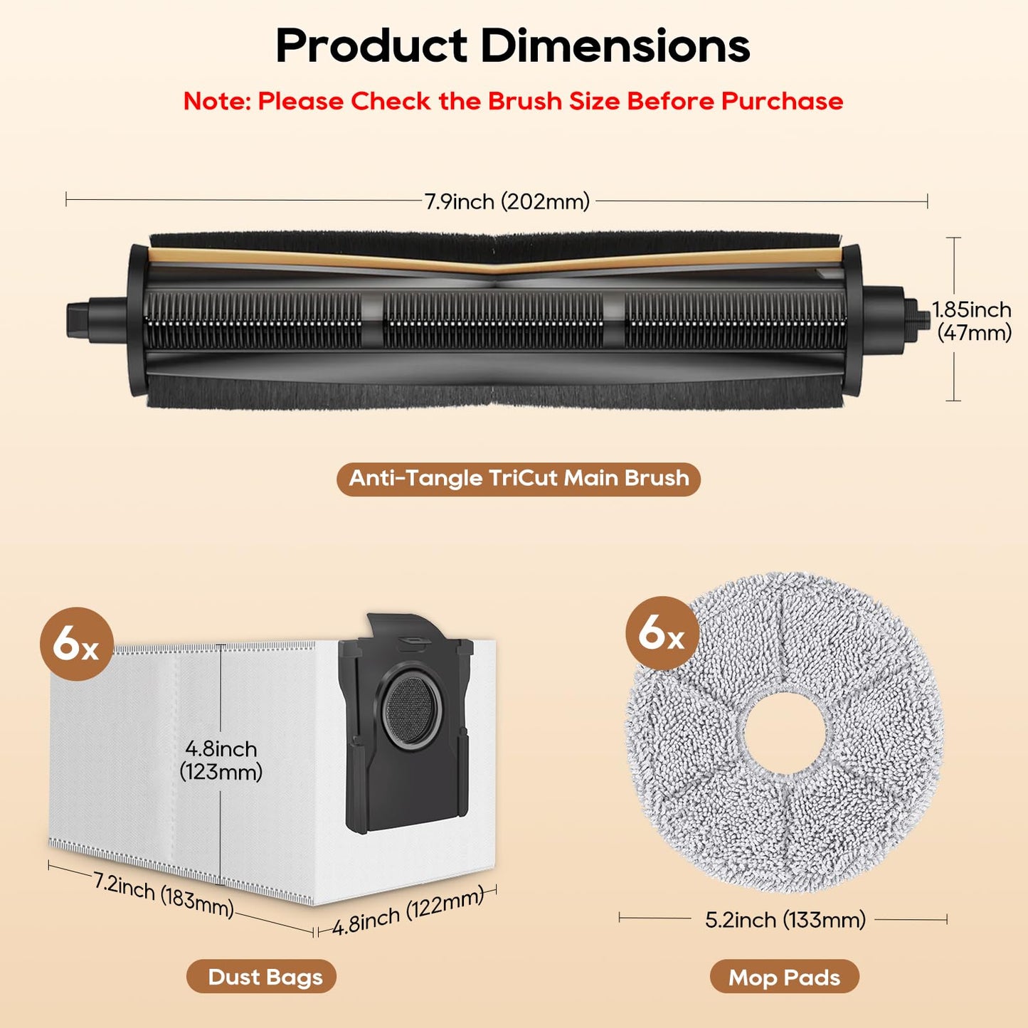 TriCut Brush Accessories Compatible with Dreame X40 Ultra/X30 Ultra/L30 Ultra/L40 Ultra/X40 Master Robot Vacuum, Upgraded Tricut Roller Brush for MOVA P10 Pro/MOVA P10 Pro Ultra Accessories 13 Pcs