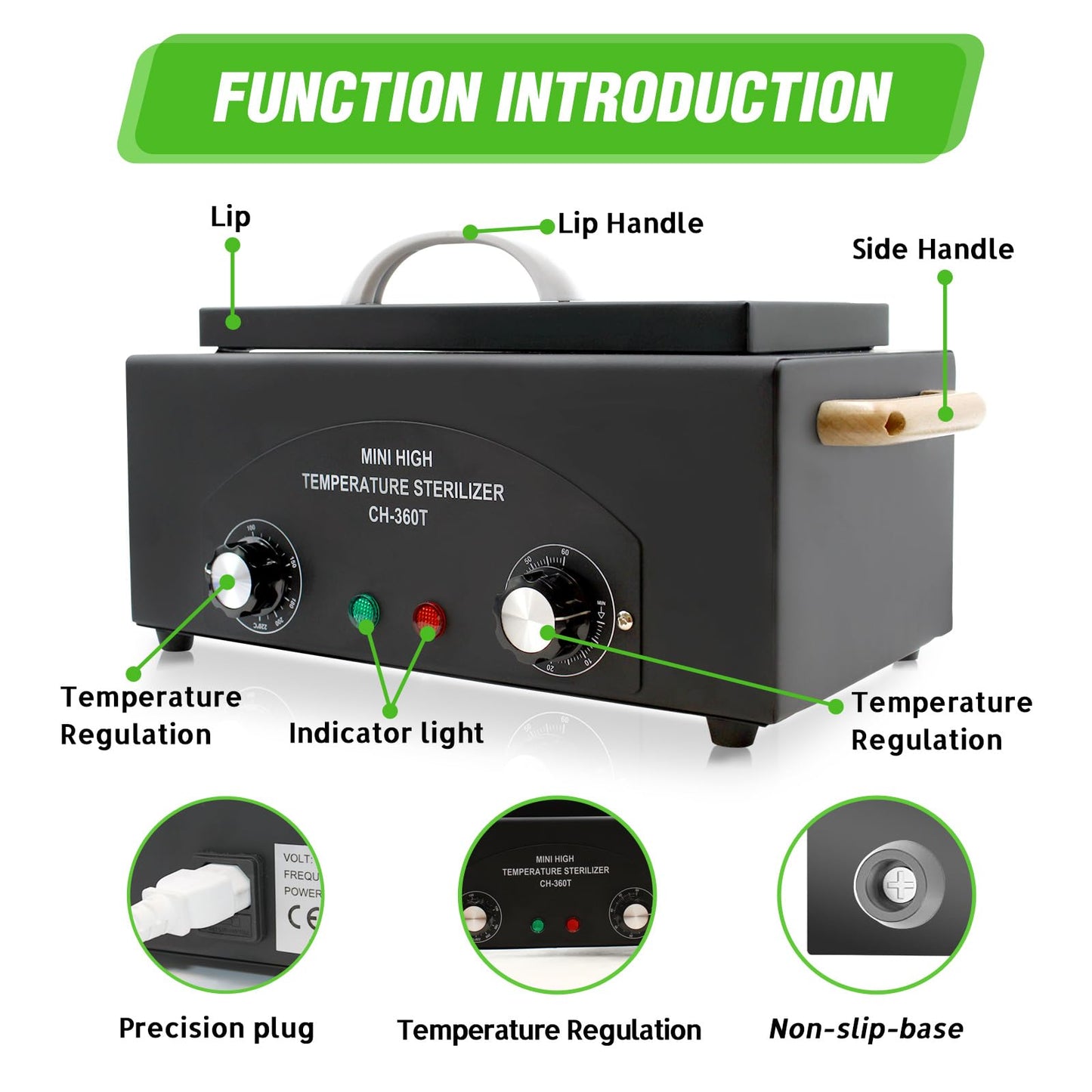 Vevitts High Temperature Cabinet Dry Heat Sterilizer High Temperature Metal Tool Cleaning Box with Timer for Beauty Nail Metal Tools Black