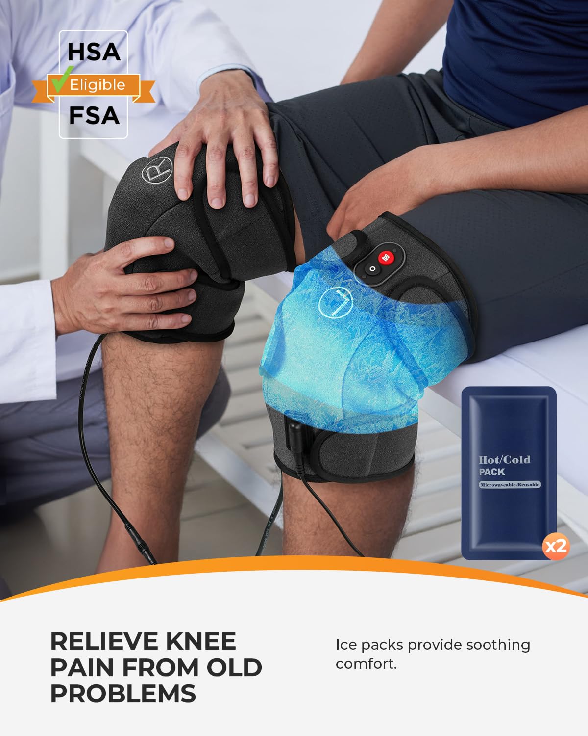 CooCoCo Knee Massager with Heat/Cold, Gifts for Men, Women, Heating Pad for Knee Pain Relief, Knee Warmer, Heated Knee Pad for Dad Mom Husband Wife Seniors