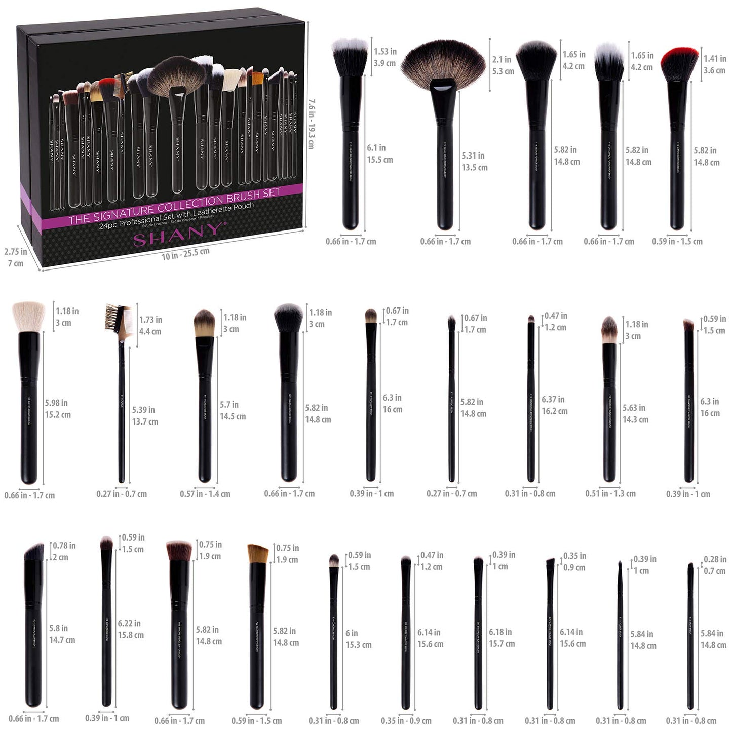 SHANY The Masterpiece Pro Signature Brush Set 24 Pieces Handmade Natural/Synthetic Bristle with Wooden Handle