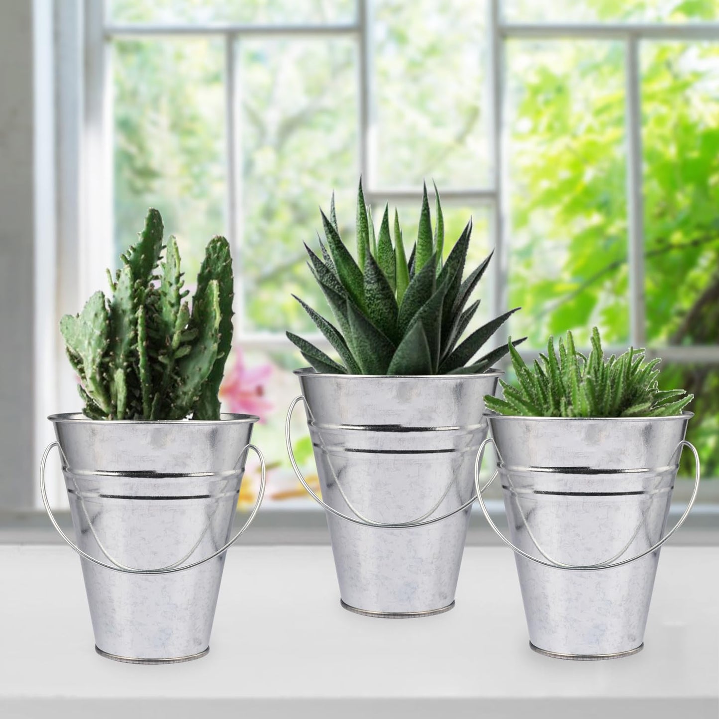 25 Pack 4.5 Inch Mini Metal Buckets, Metal Buckets with Handle, Easter Bucket,Pencil Holder and Flower Pots, Used to Carry, Store, or Even Plant, by GENHAKON.