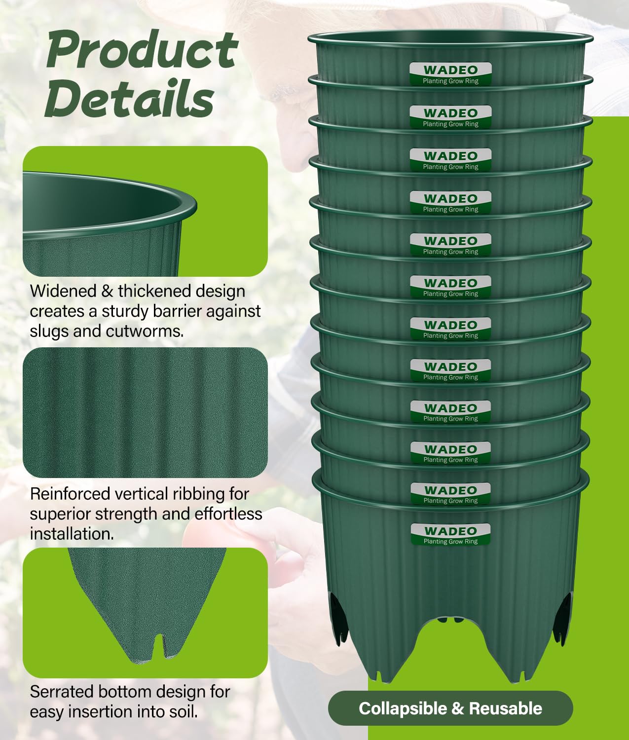 WADEO 17.78cm/7in Planting Grow Rings, 12 PCS Plant Rings for Outdoor Plants, Perfect for Deep Root Watering Veggies Herbs Vegetable and Flowers