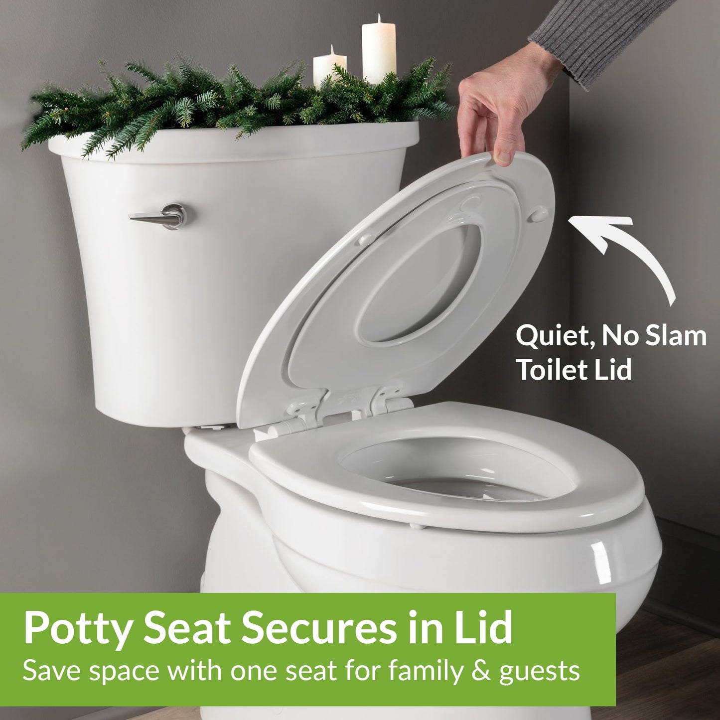 Mayfair NextStep2 888SLOW 000 Toilet Seat with Built-in Potty Training Seat, Slow-Close, Removable That Will Never Loosen, Round, White