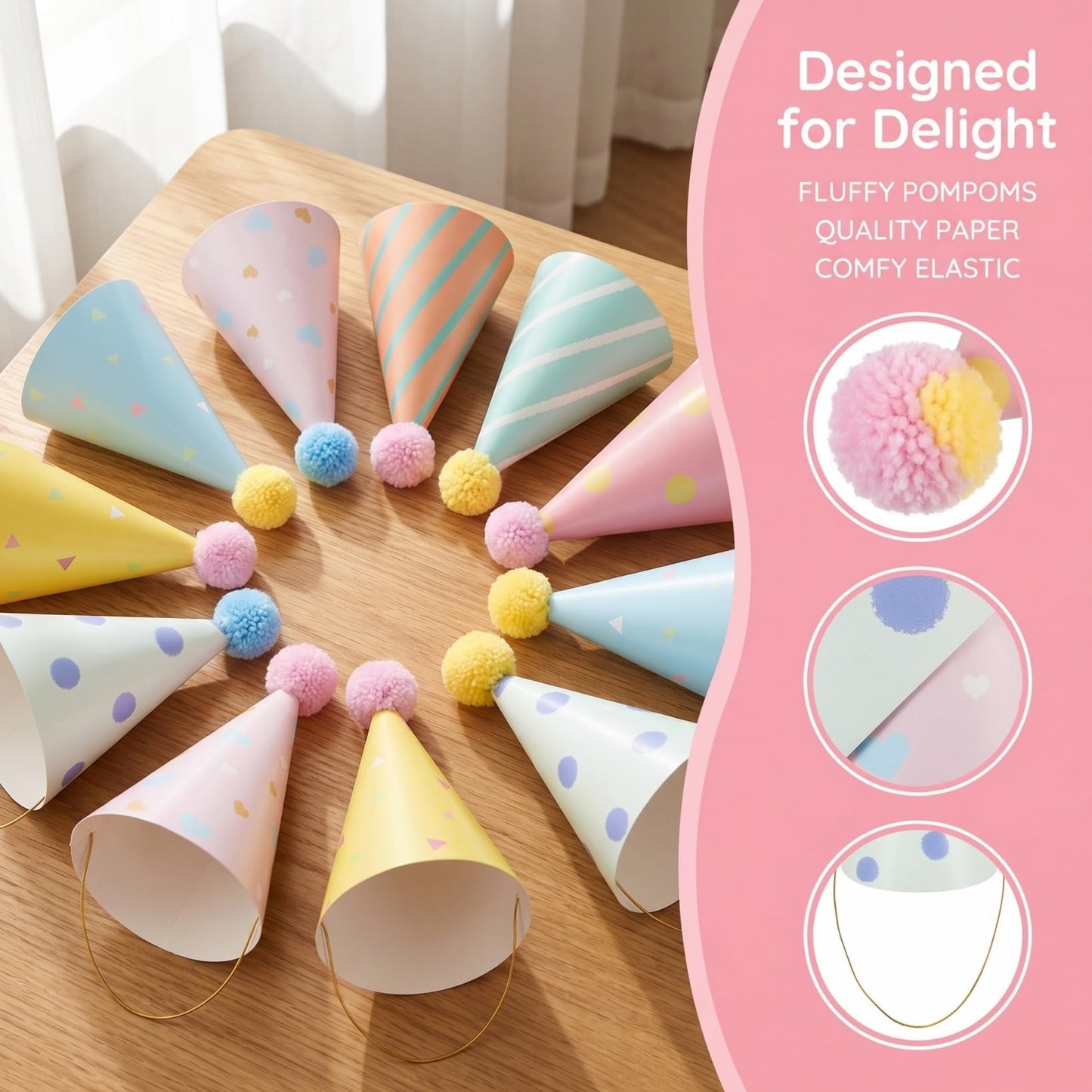 FOYTOKI 16pcs Birthday Hat Party Hats for Stuffed Animals Stuffed Cap Pastel Reusable Party Supplies for Celebrations and Festivals