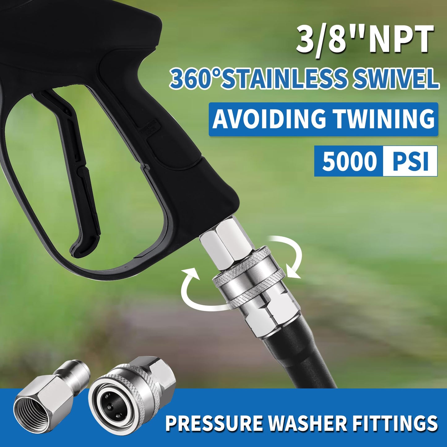 FENG PAI 12Pcs NPT 3/8 Inch Pressure Washer Adapter Set, 6 Sets Stainless Steel Internal Male and Female Quick Connector Kit, Pressure Washer Internal Female and Male Thread Fitting