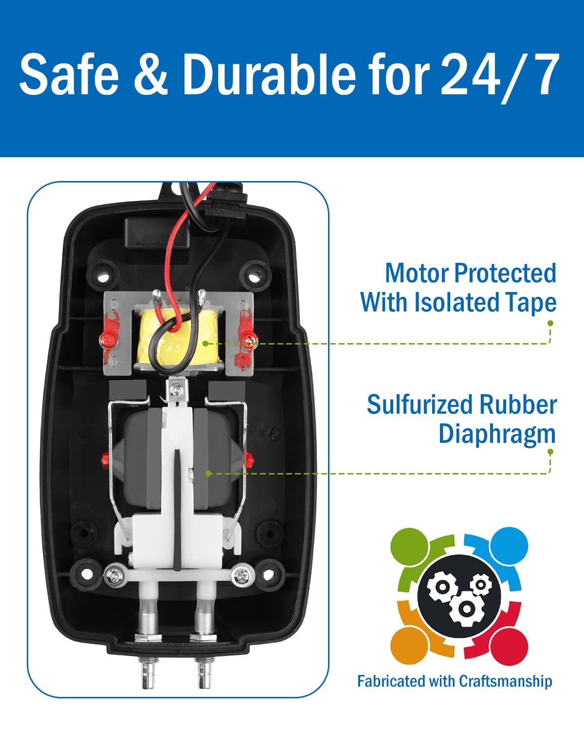 AquaMiracle All-in-One Koi Pond Aerator for Outdoor Ponds up to 1000 Gallons, Pond Air Pump Pond Aeration System with Double Outlet Airline Tubing Air Stones Check Valves