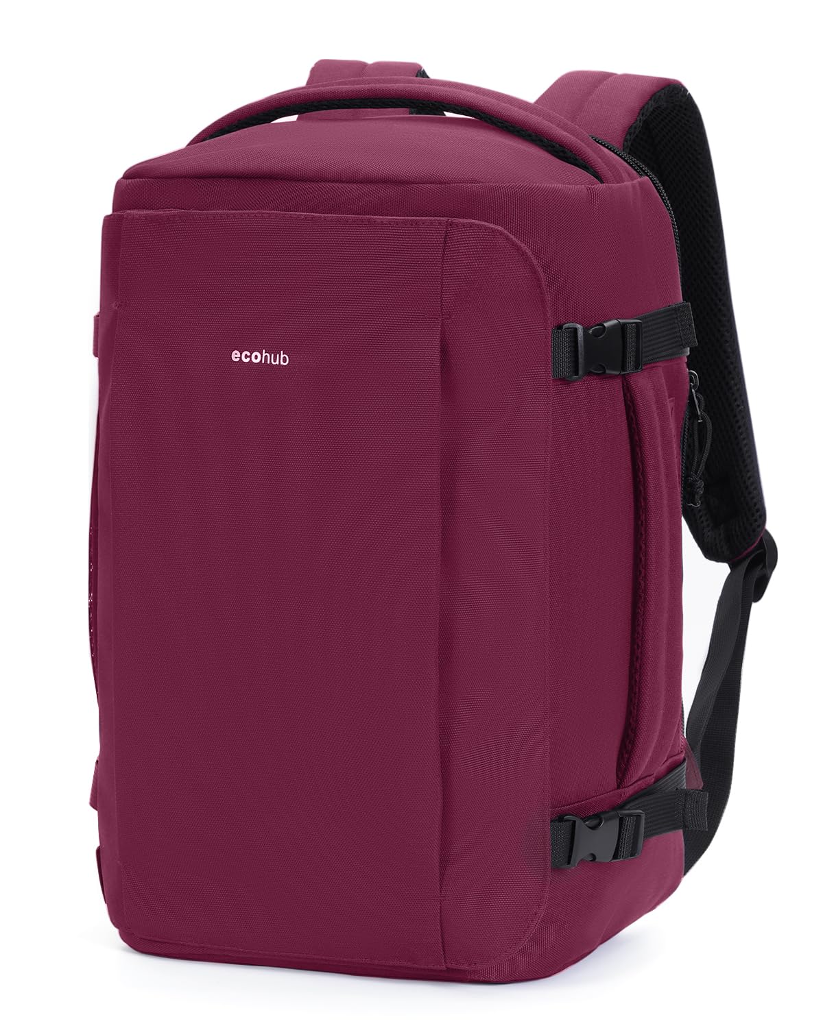 ECOHUB Travel Backpack for Women Men Fits 17.3" Laptop Airlines Approved UnderSeat Carry On Travel Luggage Bag with Charging Port Water Resistant 11 Pockets Business Work, Red