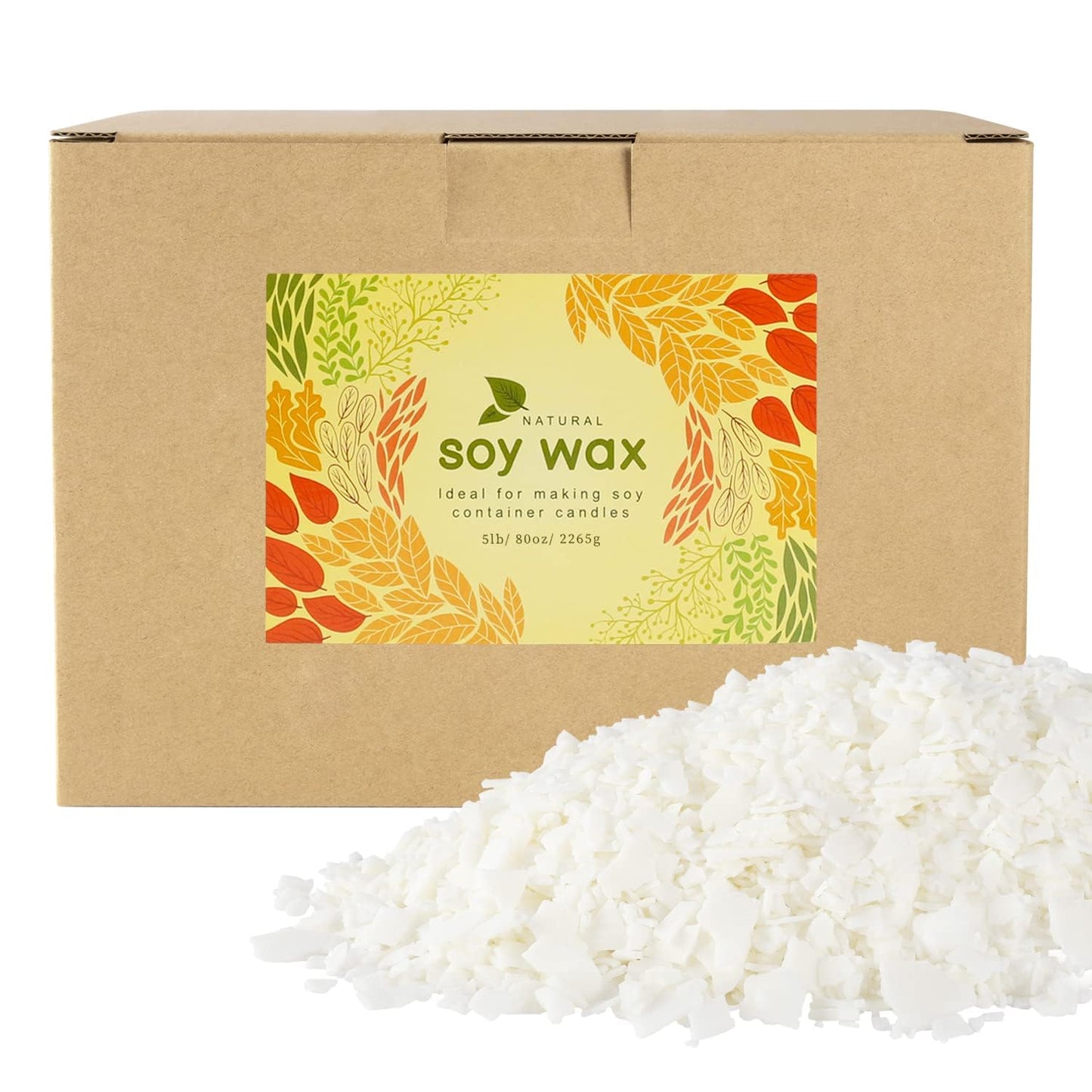 5LB Natural Soy Wax Flakes Kit, Pure & Natural Candle Wax, Organic, Premium Candle Wax for Candle Making, No Additives, Harmless & ECO-Friendly,80oz Pure Soy Wax for Crafting.