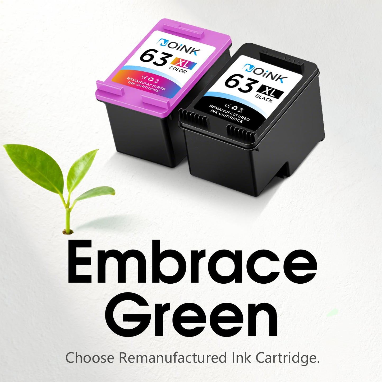 NOINK 63XL Ink Cartridges Black and Color Combo Pack High Yield Replacement for HP 63XL, Compatible with HP Envy 4520 4516 OfficeJet 3833 3830 4650 5255 DeskJet 3630 3632, 1Black 1Tri-Color