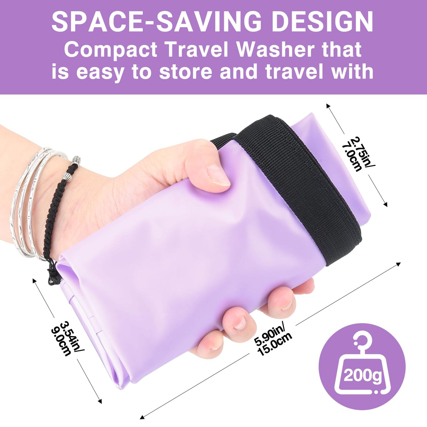 Travel Washing Machine & Retractable Clothesline - Hand Washing Machine & Portable Clothes Washer - Durable Travel Laundry Wash Bag - Portable Manual Clothes Washer