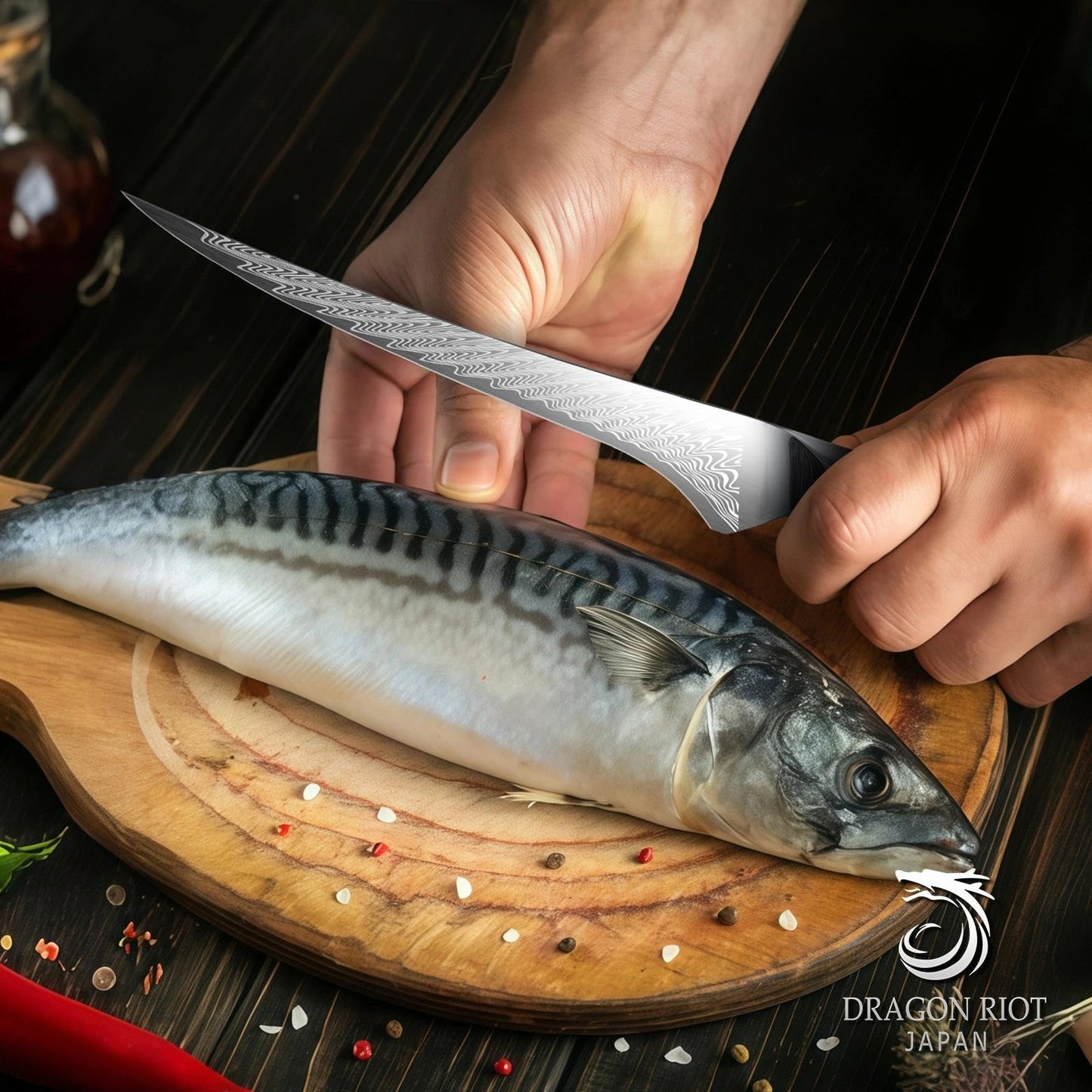 DRAGON RIOT Fish Filleting Knife7 Inch,Ultra Sharp Fillet Knife in High Alloy Stainless Steel,Fishing Knife for Deboning,Trmming,Meat Cutting,Professional Boning Knife with Sheath and Package